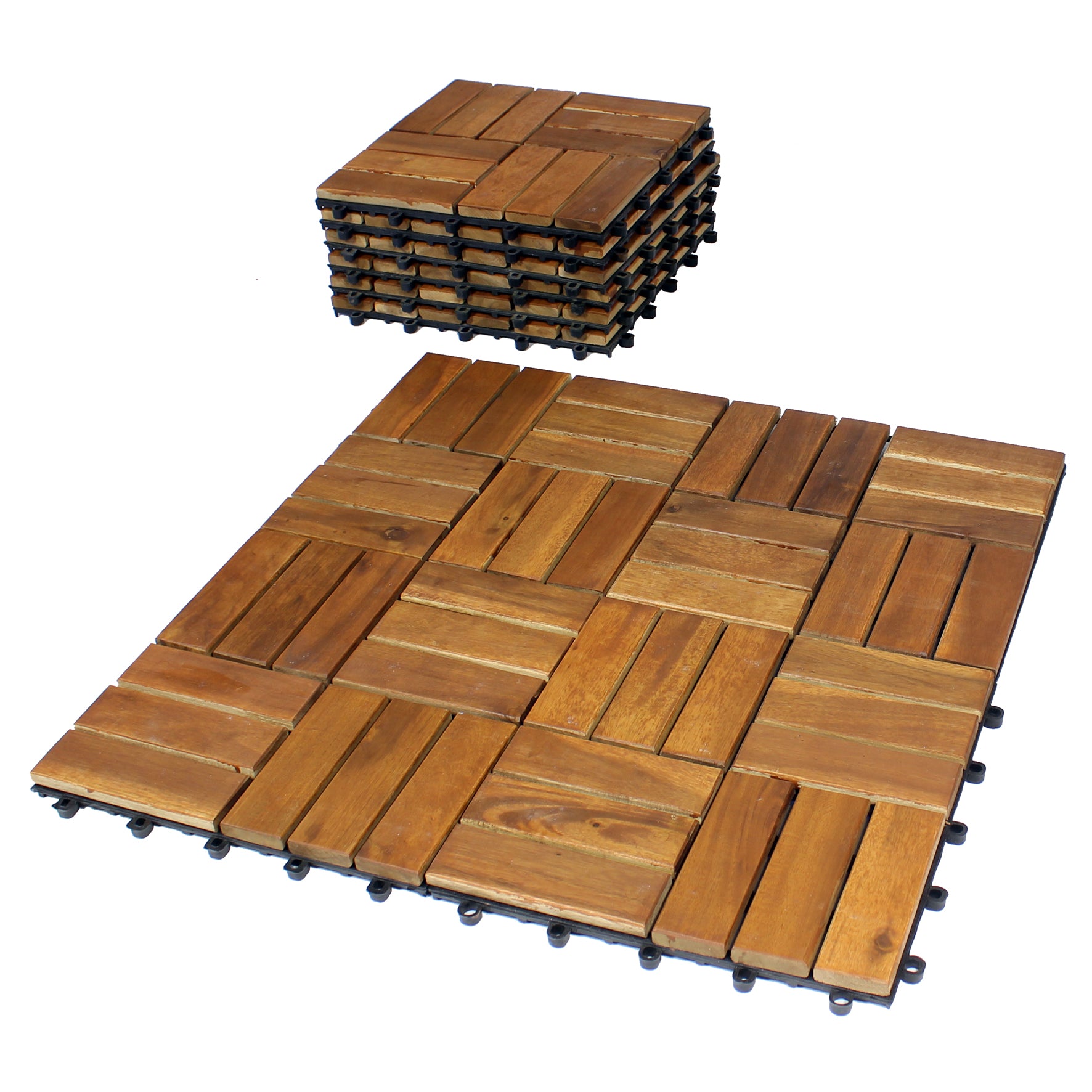 BigDean Holzfliesen Akazie 30x30cm 11er Pack 1qm Klicksystem