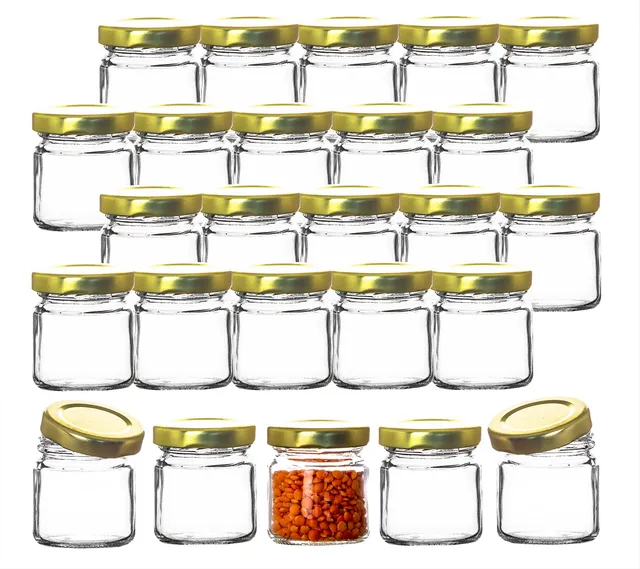 BigDean Küche Marmeladengläser 53ml 25er Mini Gold
