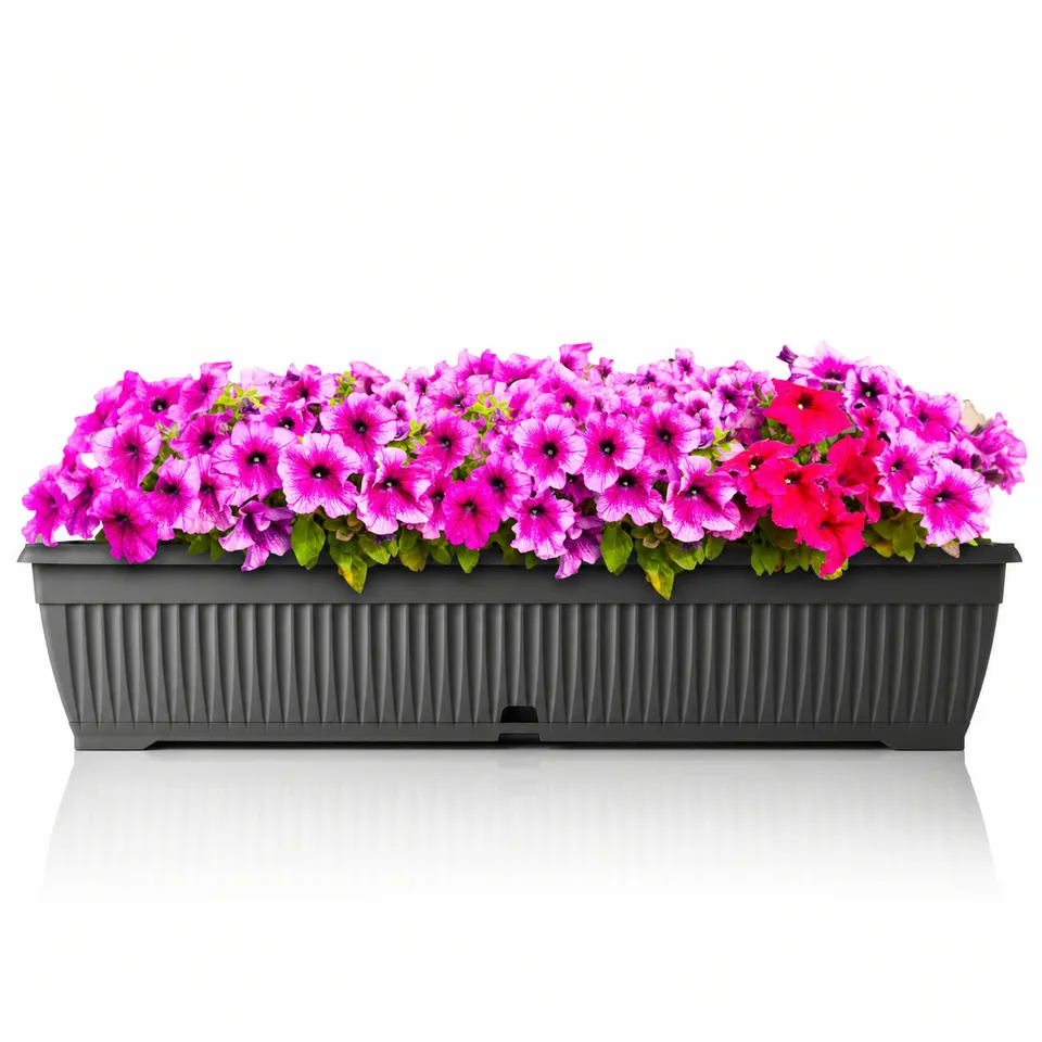 BigDean Blumenkasten 80cm Anthrazit mit Untersetzer Speicher