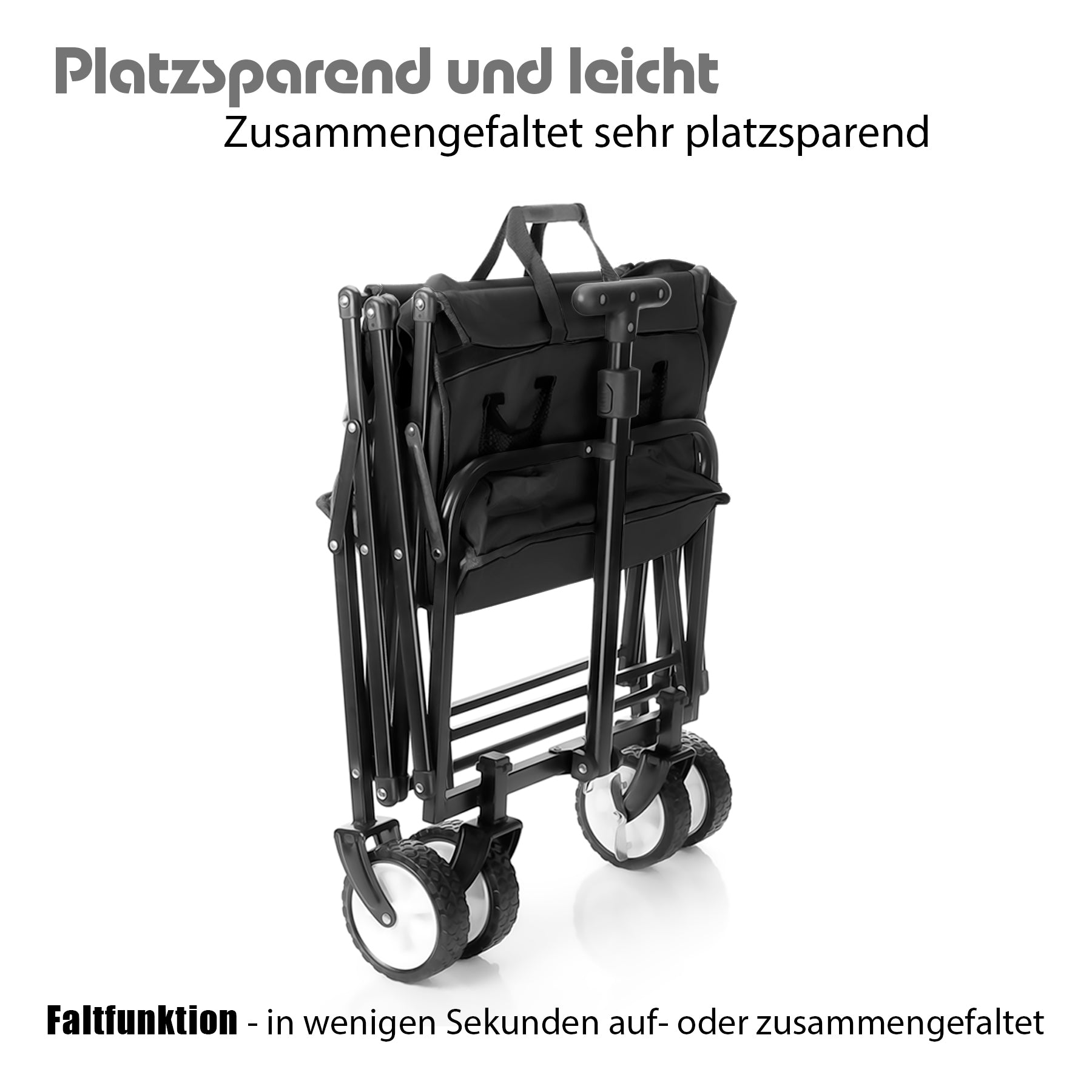 BigDean Garten Bollerwagen faltbar schwarz 80kg belastbar