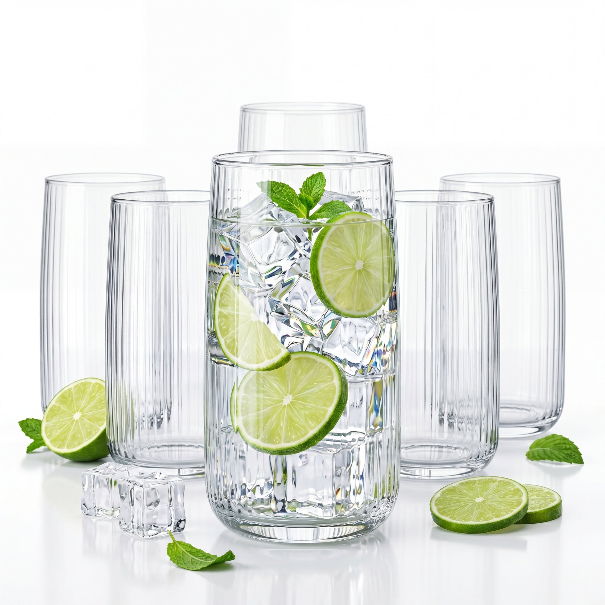 BigDean Trinkgläser Geriffelt 509ml Wassergläser 6er Set
