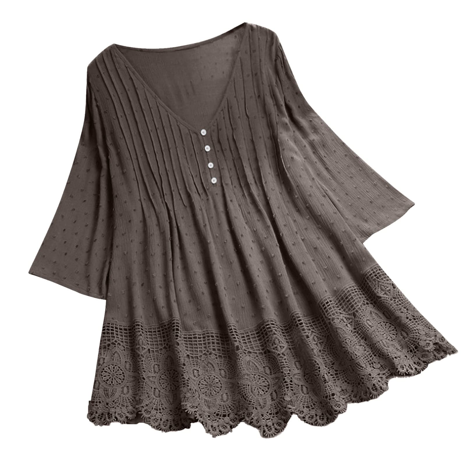 Luadnysin Tops Tunika 3/4 Arm Spitze Rot 3XL