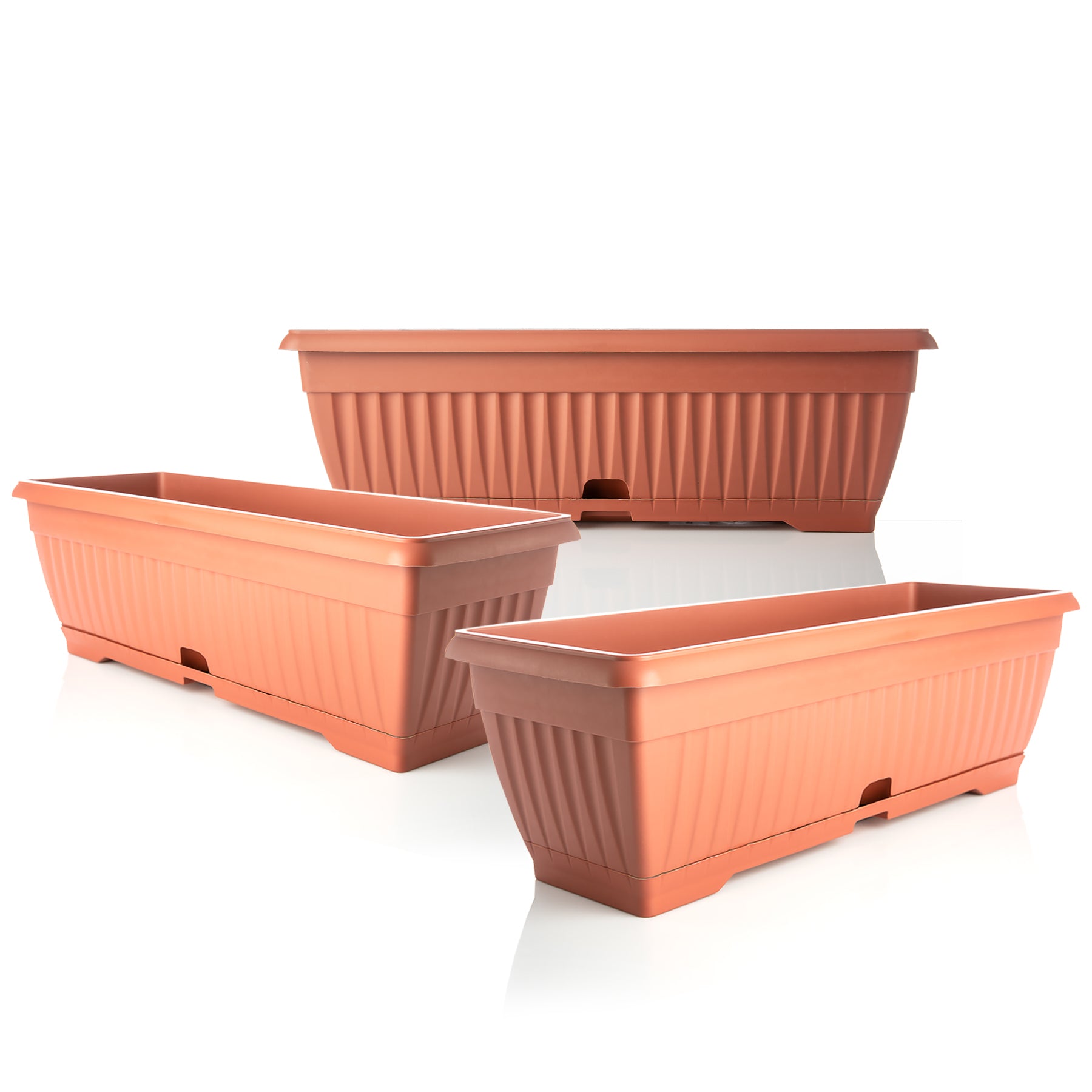 BigDean Blumenkasten Terracotta 50cm 3er Wasserspeicher