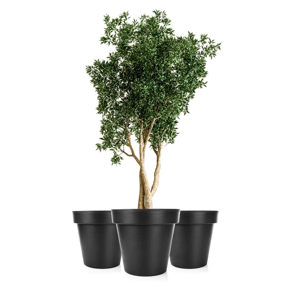 BigDean Classic Blumentopf XXL 60cm anthrazit 3er Set mit Rollen