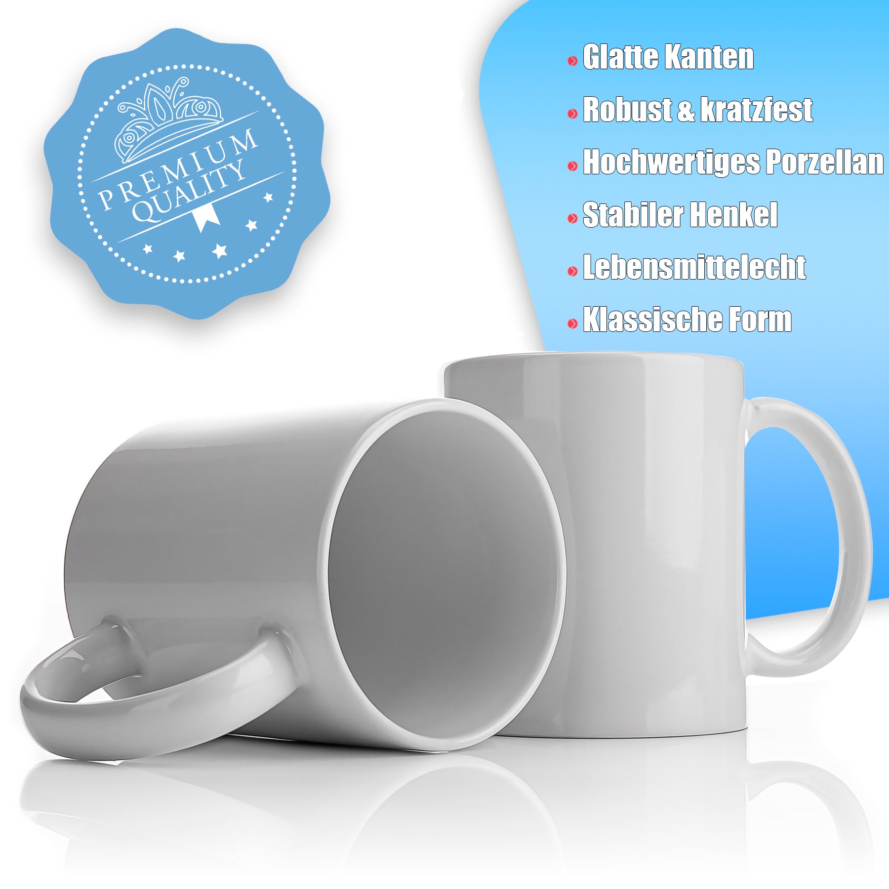 BigDean Kaffeebecher weiß 300ml Porzellan 6er Geschenkset