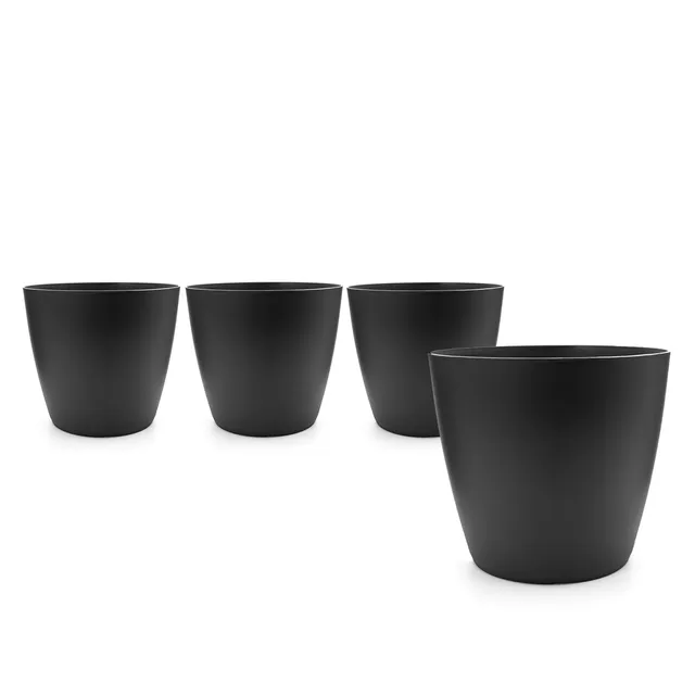 BigDean Blumentopf Übertopf 4 Stück Graphit 24 cm Kunststoff