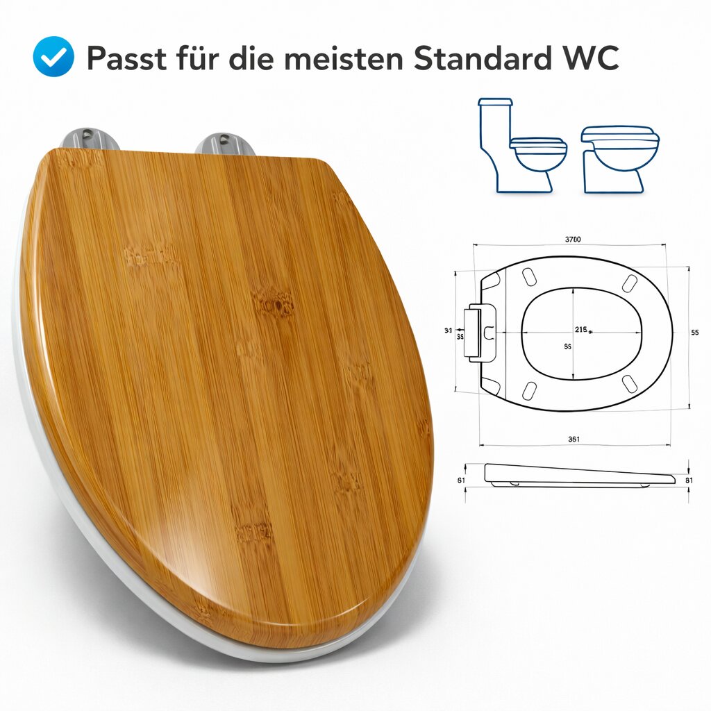 BigDean Bad WC Sitz Duroplast Oval Absenkautomatik Weiß 150kg