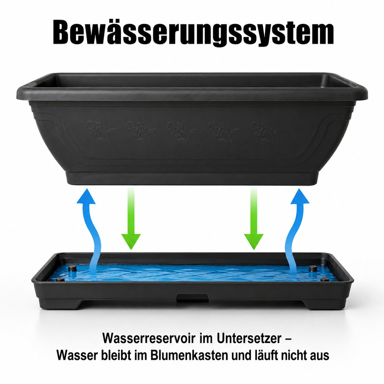 BigDean Garten Blumenkasten 50cm Anthrazit 3er Set