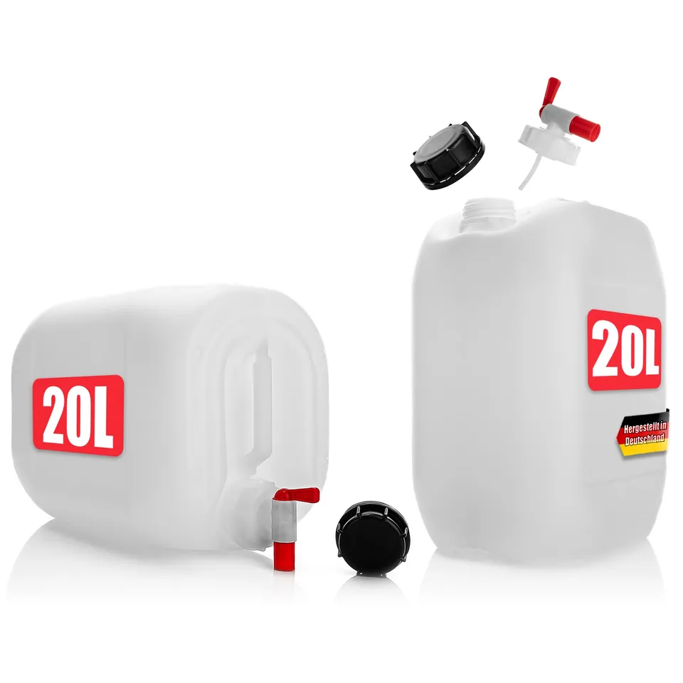 BigDean Wasserkanister 20L mit Hahn 2 Stück lebensmittelecht