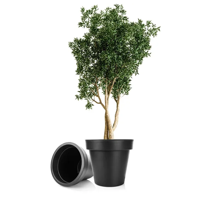 BigDean Garten 2x Blumentopf XXL 60 cm anthrazit Rollen
