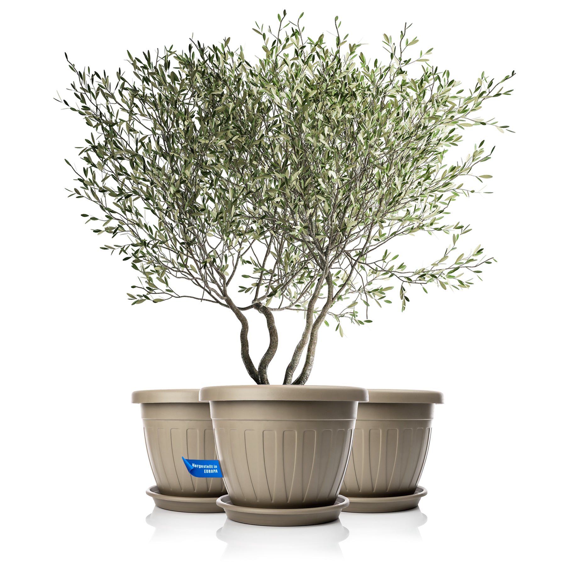 BigDean Garten Blumentopf rund 50x38 Mokka 3er Set Untersetzer