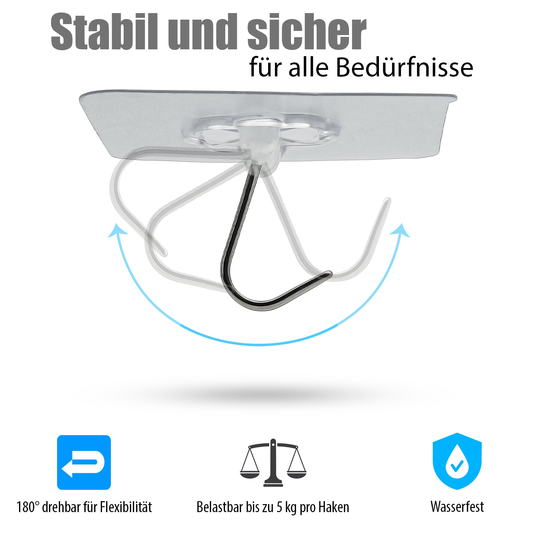 BigDean Klebehaken 30 Stück selbstklebend drehbar 10kg