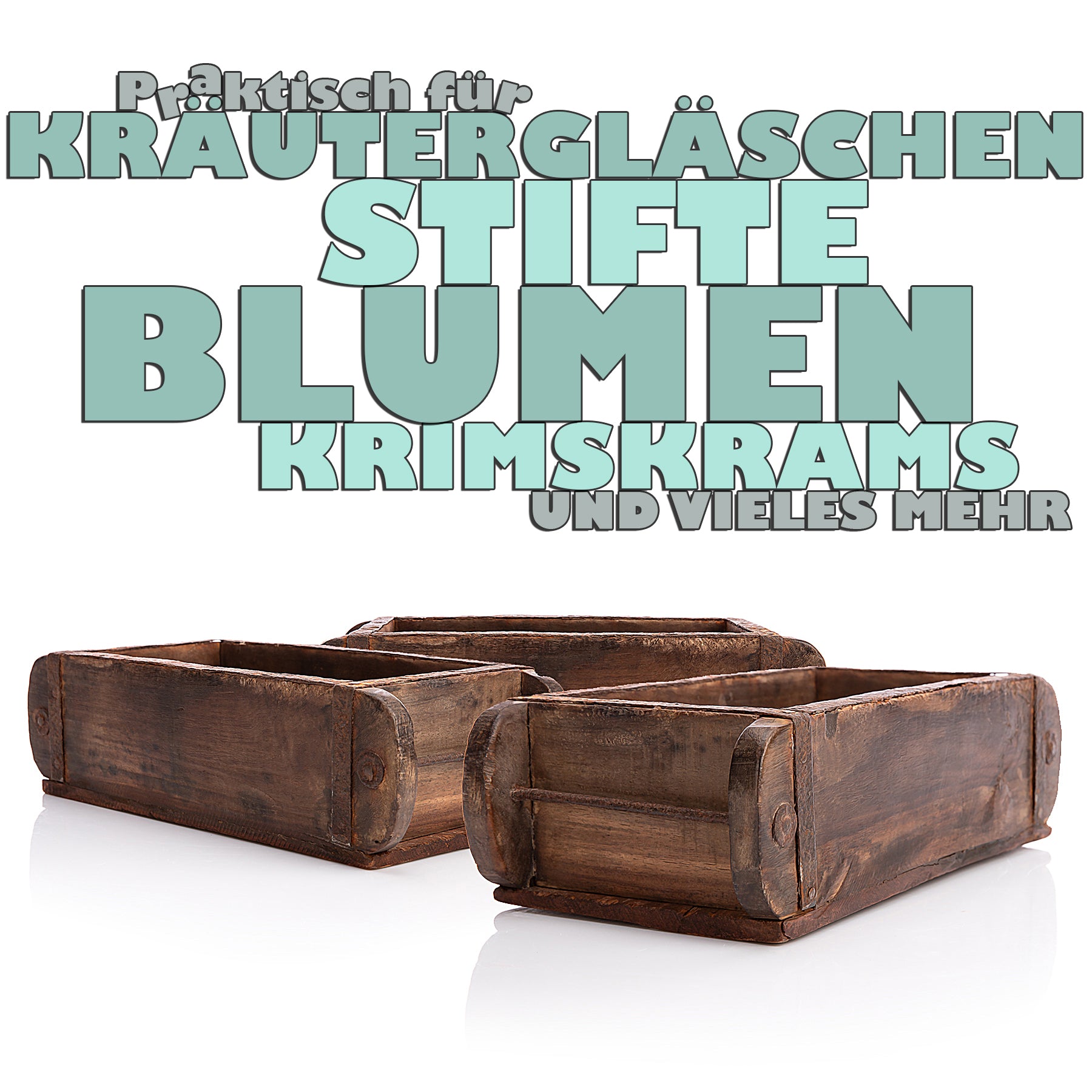 BigDean Ziegelform Ordnungsbox Braun 32cm Holz 3er Vintage