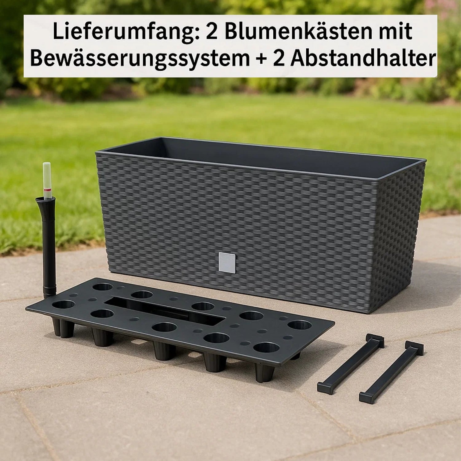 BigDean Blumenkasten Wasserspeicher Anthrazit 51 cm 2 Stk