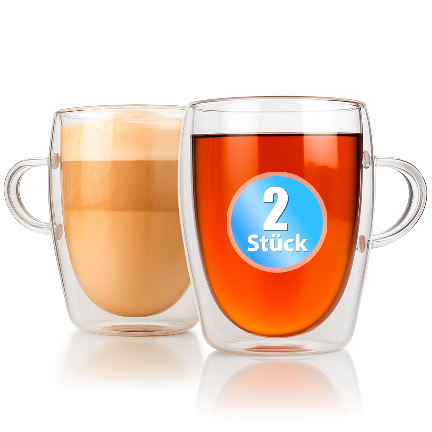 BigDean Latte Macchiato Gläser 300ml 2er Henkel