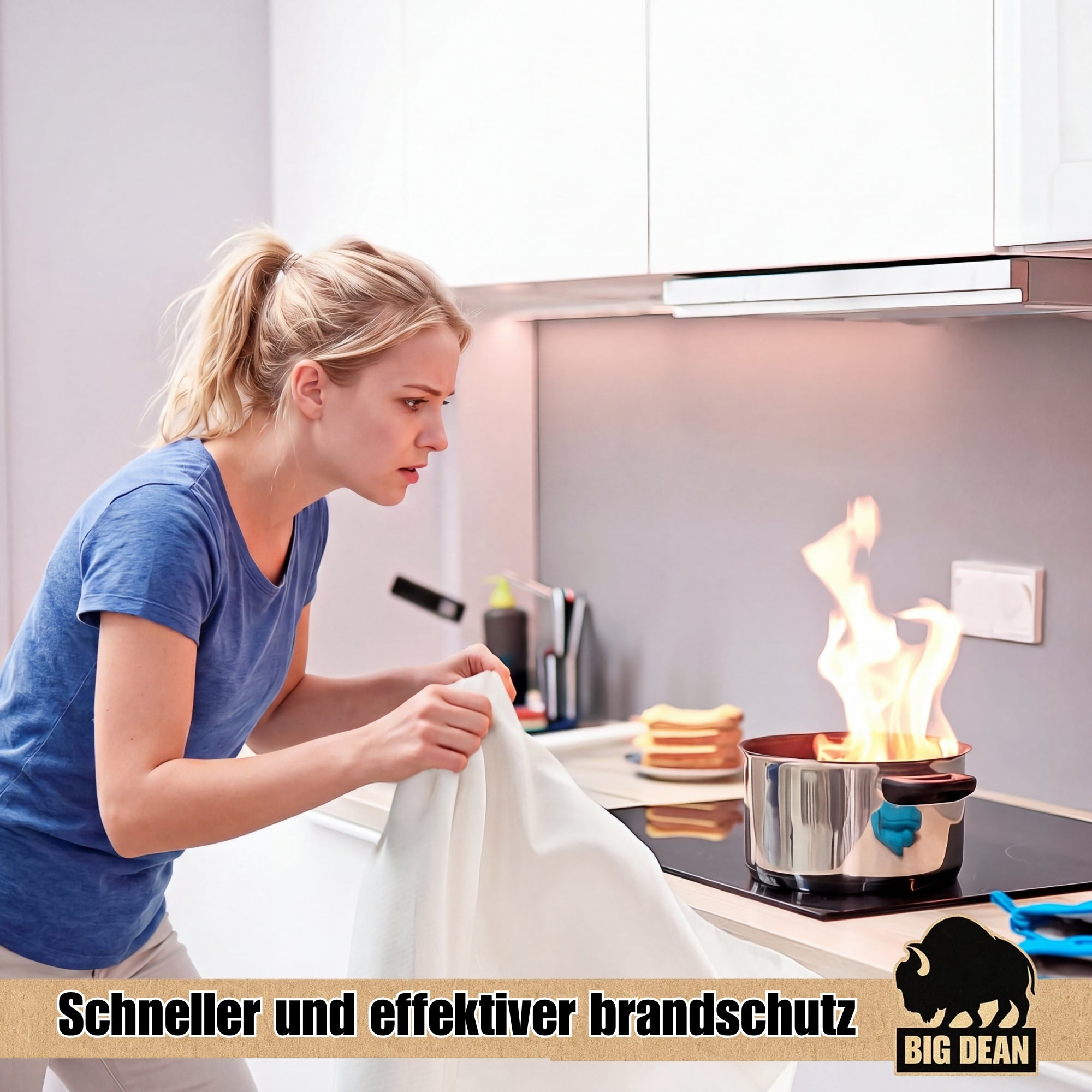 BigDean Brandschutz-Set 1kg Feuerlöscher + Löschdecke ABC
