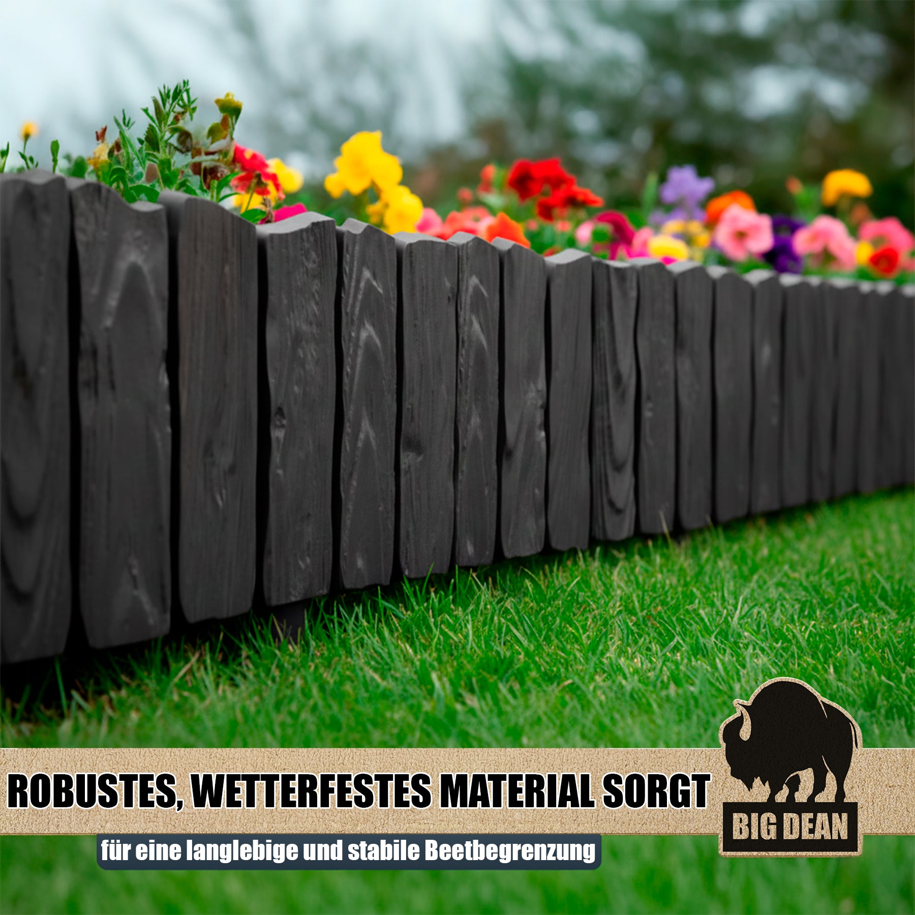 BigDean Garten Rasenkante Kunststoff Anthrazit 6,96m Beet