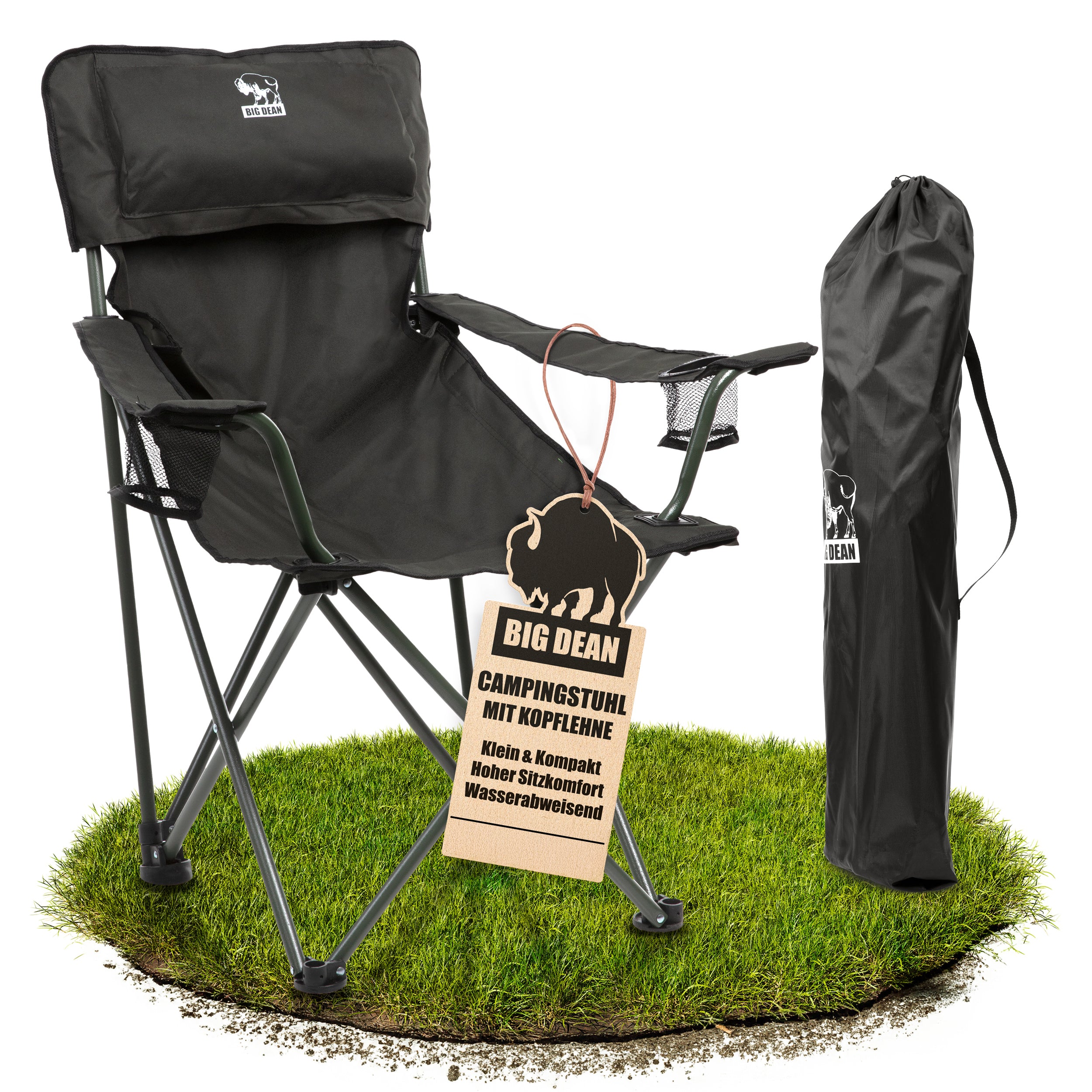 BigDean Luxus Campingstuhl faltbar XL 150kg belastbar
