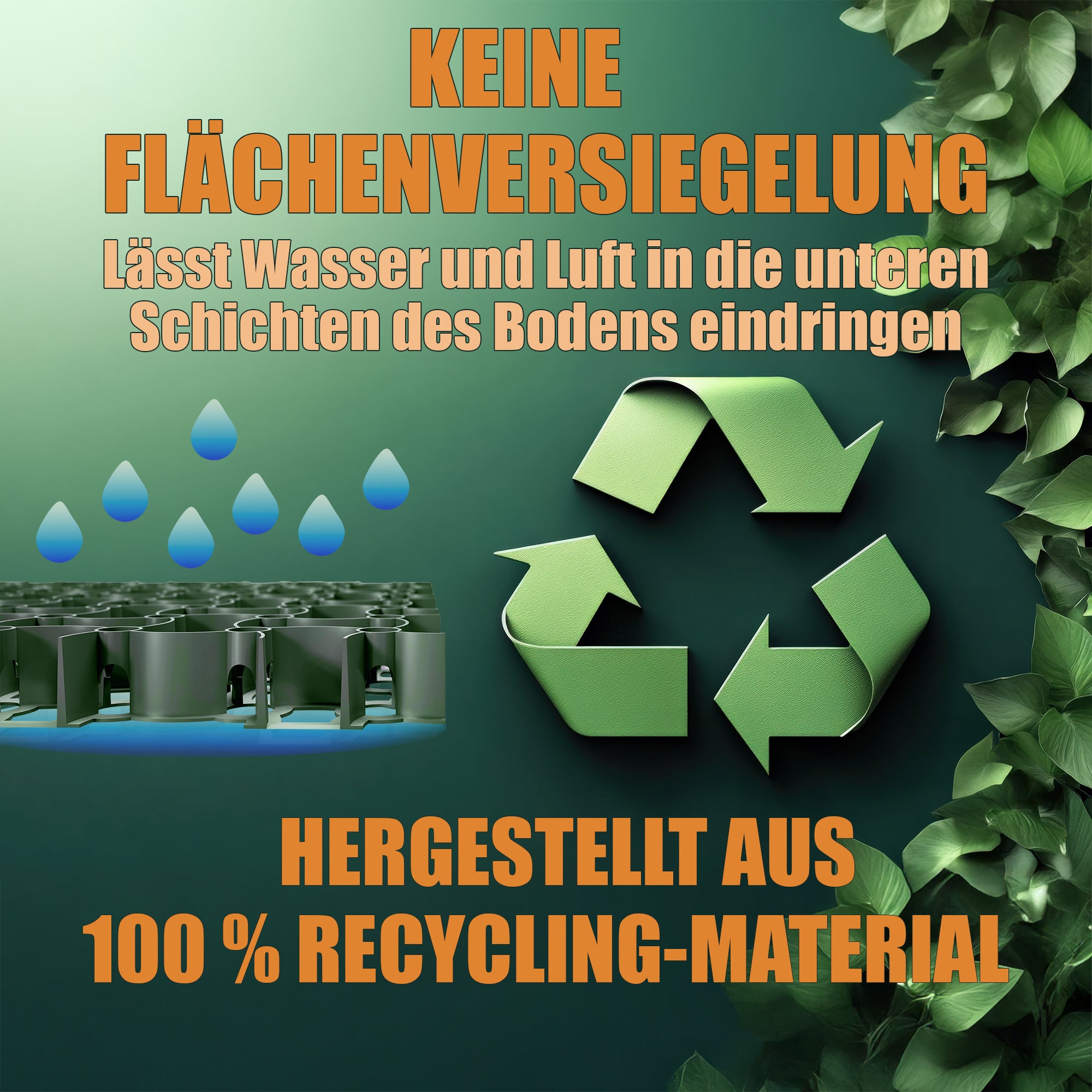 BigDean Küche & Vorrat Rasengitter Kunststoff grün 50 Stück 12,5 m²