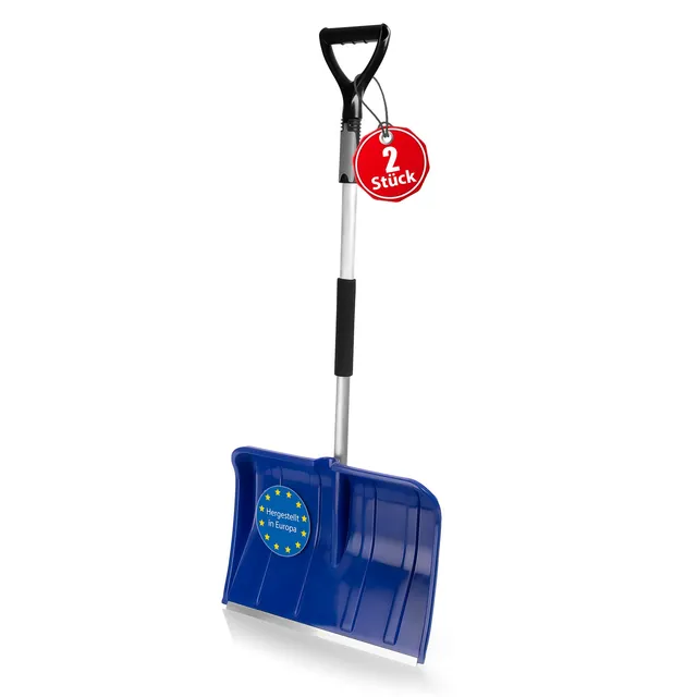 BigDean Schneeschaufel Teleskopgriff Blau 2 Stück Aluminium