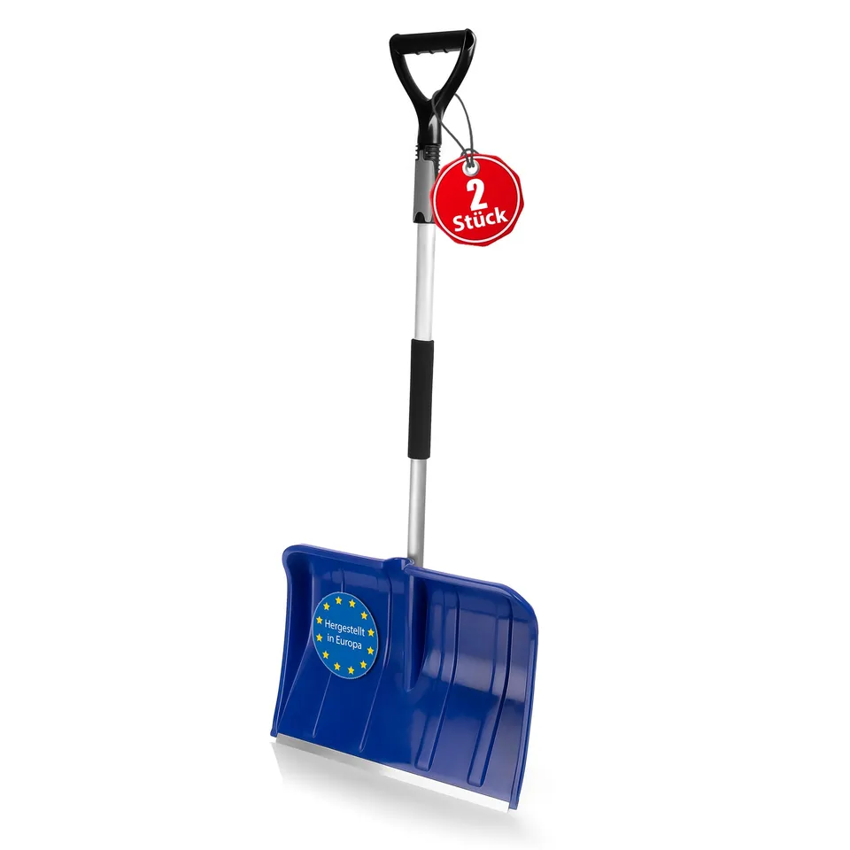 BigDean Schneeschaufel Teleskopgriff Blau 2 Stück Aluminium