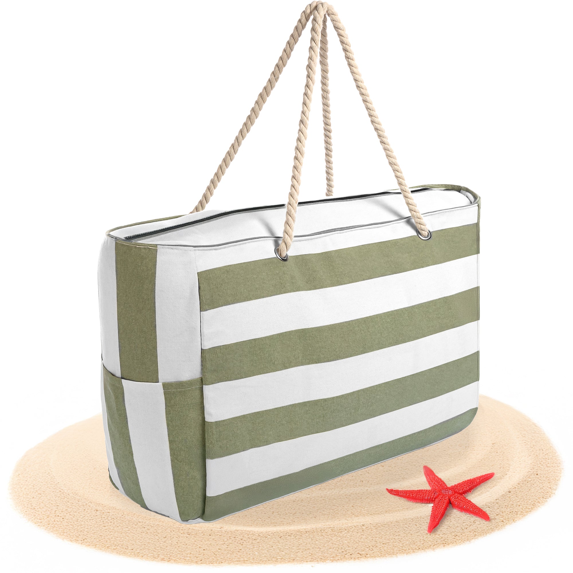 BigDean Strandtasche XXL Badetasche Reissverschluss Umhängetasche