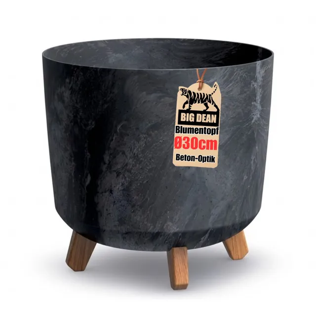 BigDean Pflanzkübel 28,5cm Anthrazit Beton-Optik Blumentopf mit Füßen