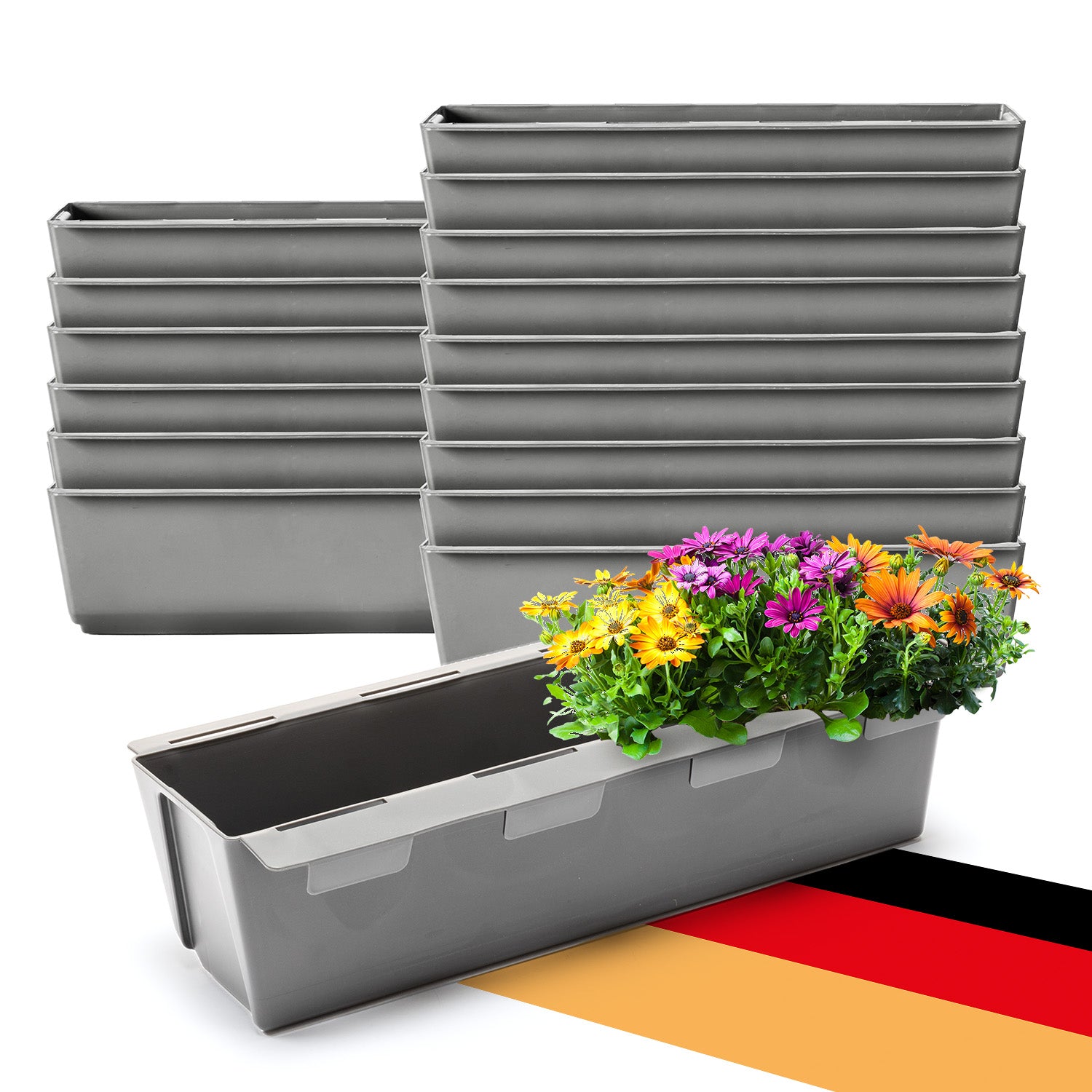 BigDean Garten Pflanzkasten 37cm 16er Set beton-grau PP