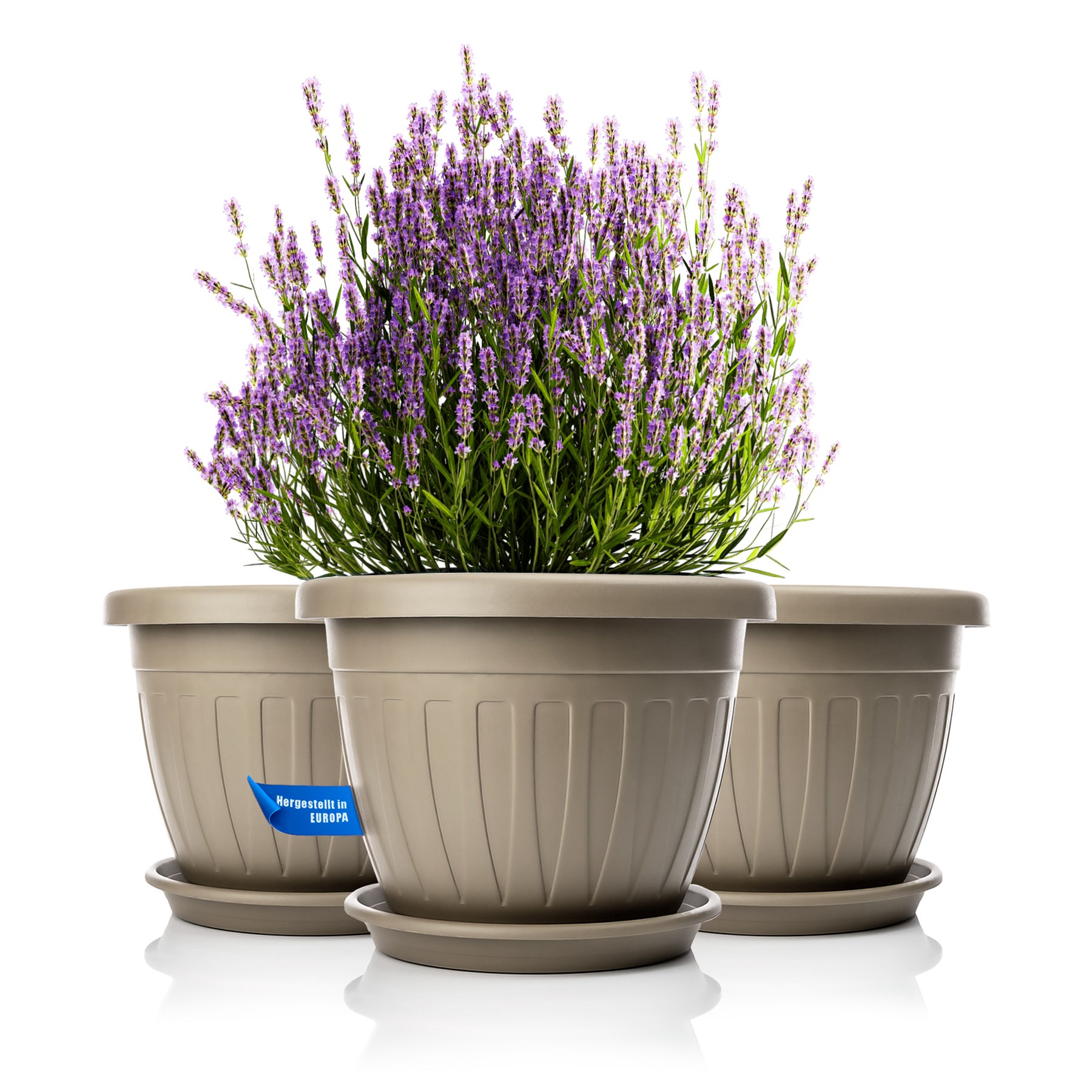 BigDean Garten Blumentopf 40cm mit Untersetzer Mocca wetterfest