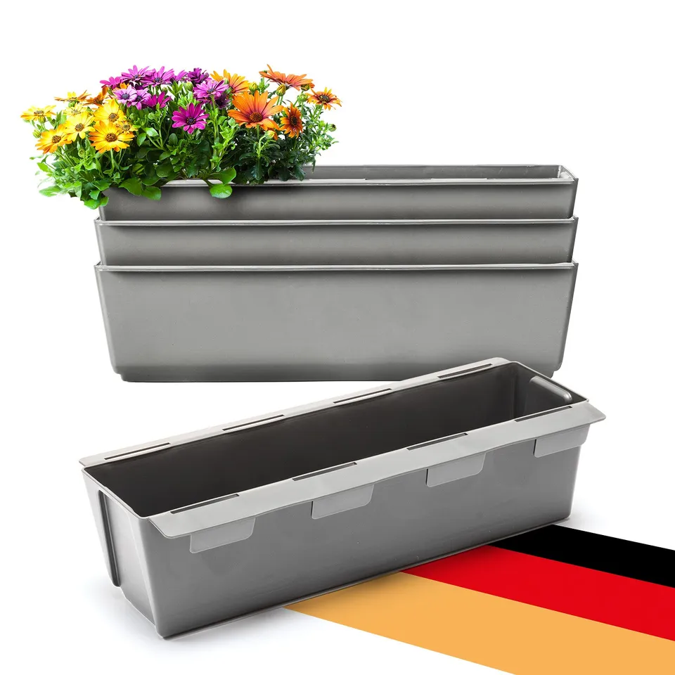 BigDean Garten Paletten Blumenkästen 4er Beton-Grau 37cm