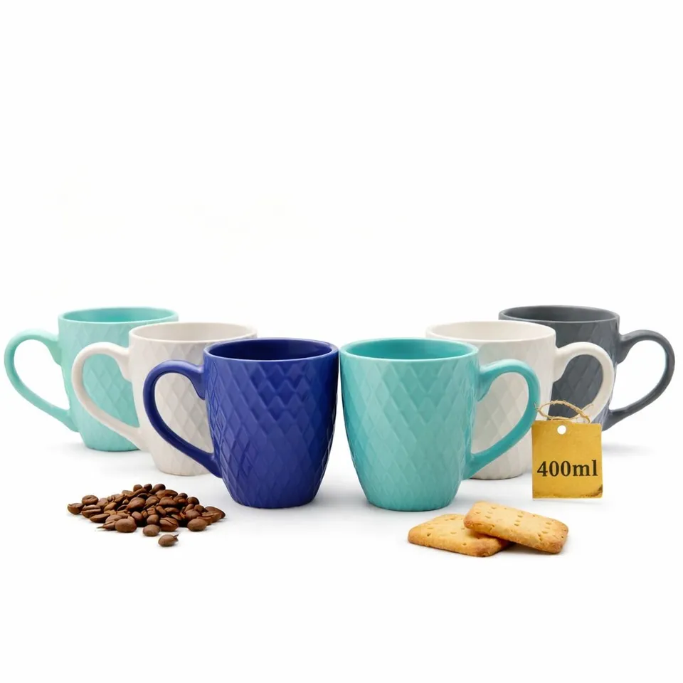 BigDean Kaffeebecher 400ml matt 6er-Set Steingut Tassen