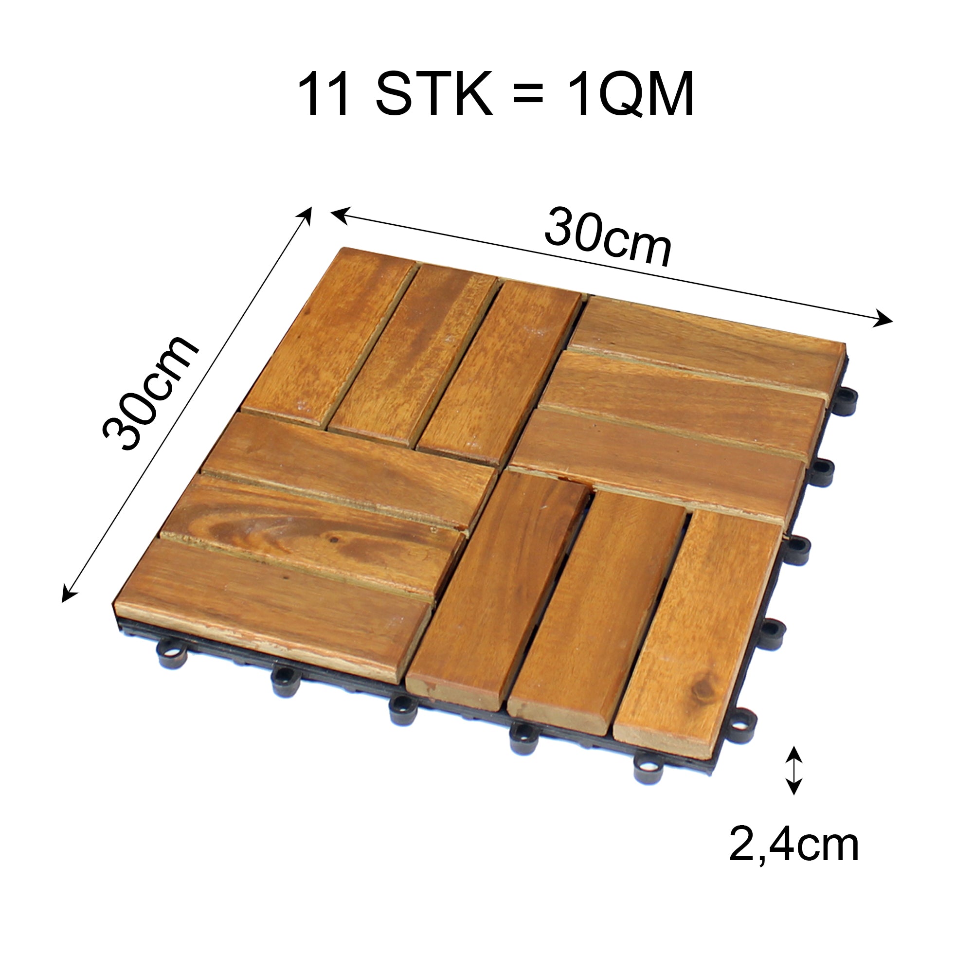 BigDean Holzfliesen Akazie 30x30 66er Pack 6 qm