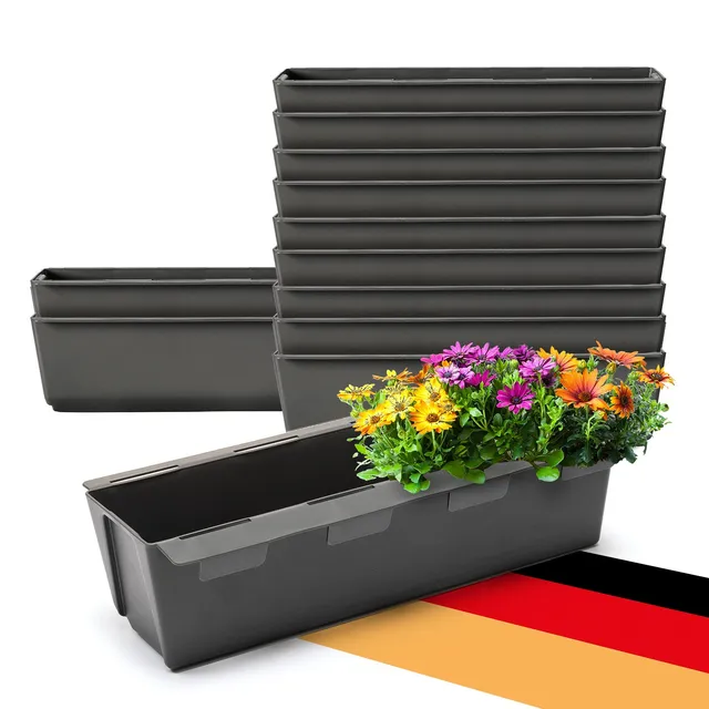 BigDean Garten Paletten Blumenkästen 37 cm anthrazit 12er Set
