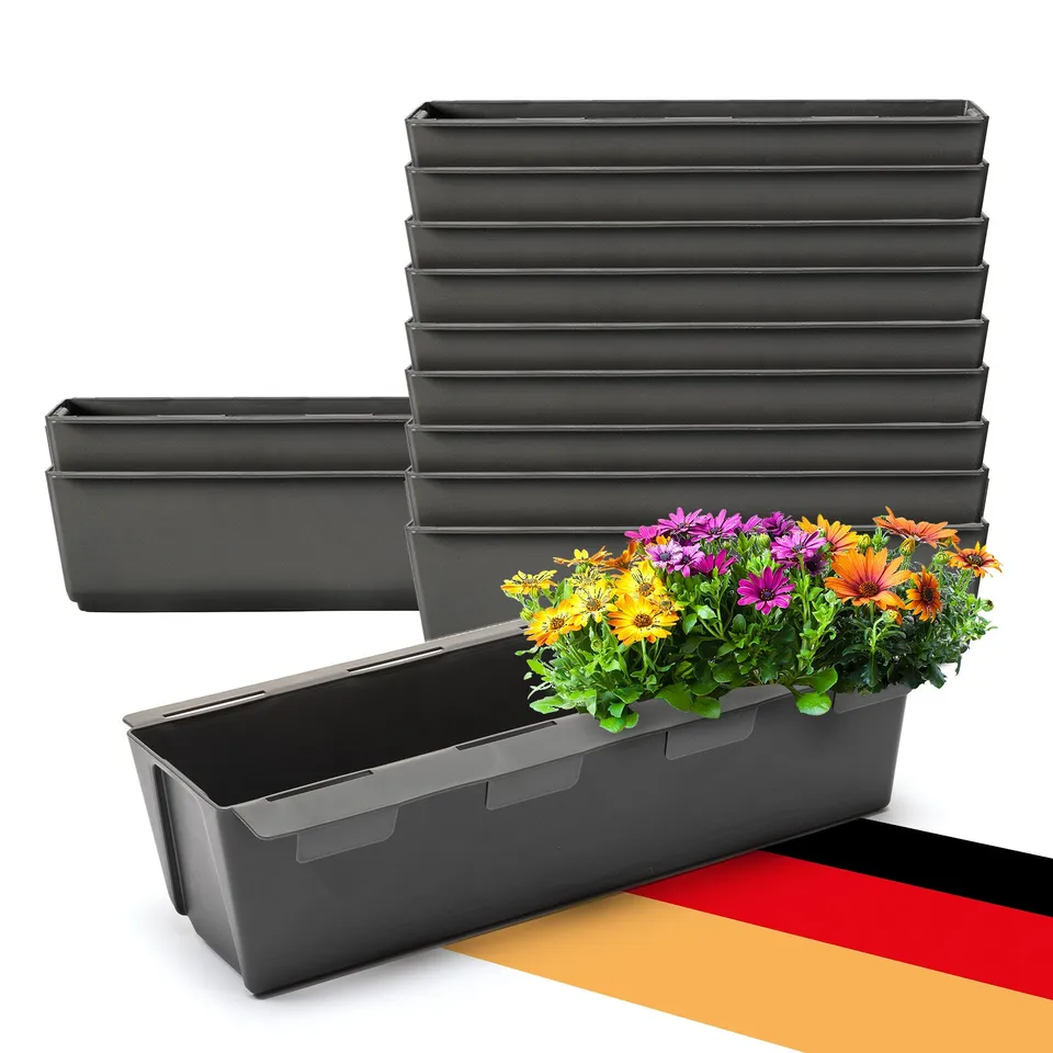 BigDean Garten Paletten Blumenkästen 37 cm anthrazit 12er Set