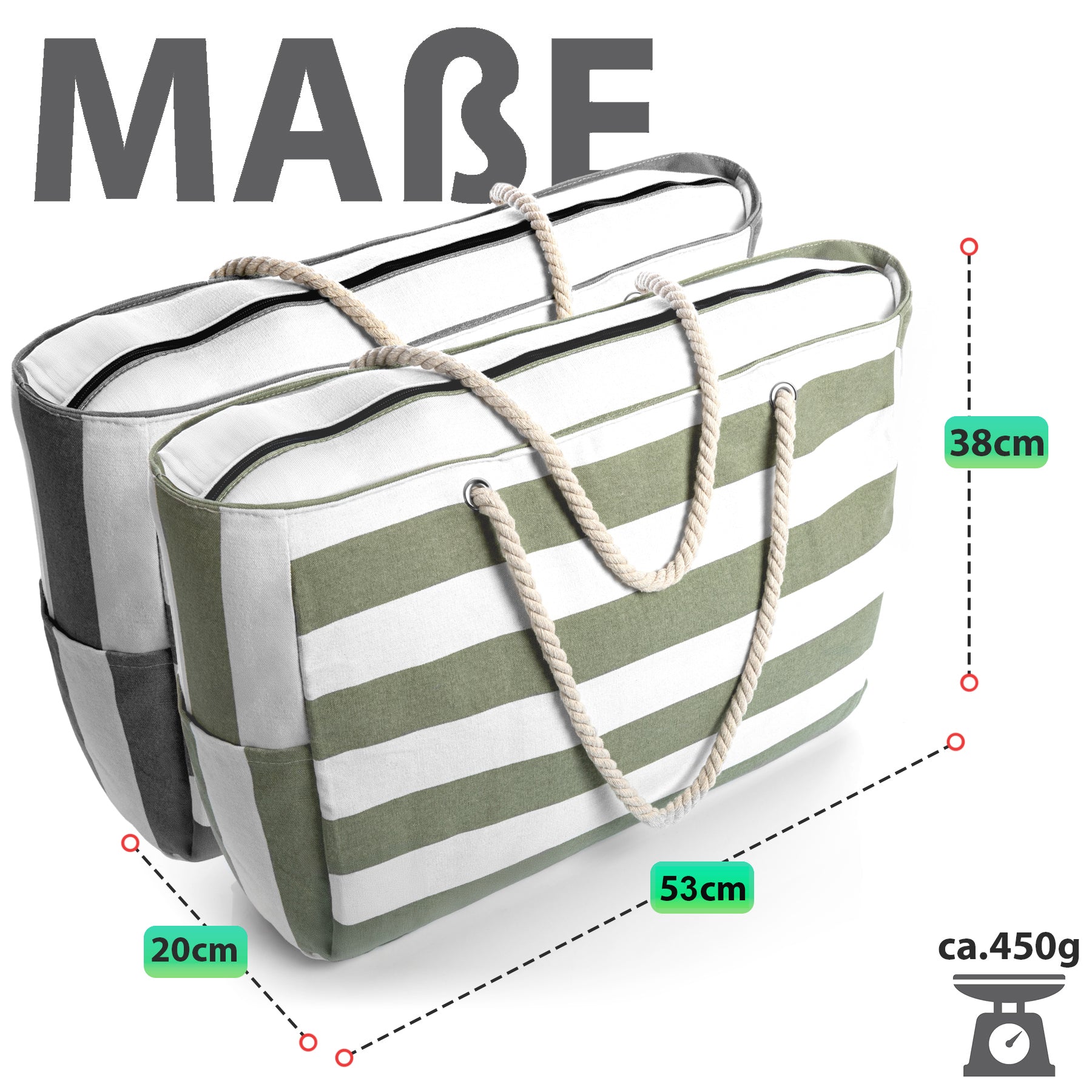 BigDean Strandtasche XXL Badetasche 2 Stück wasserabweisend
