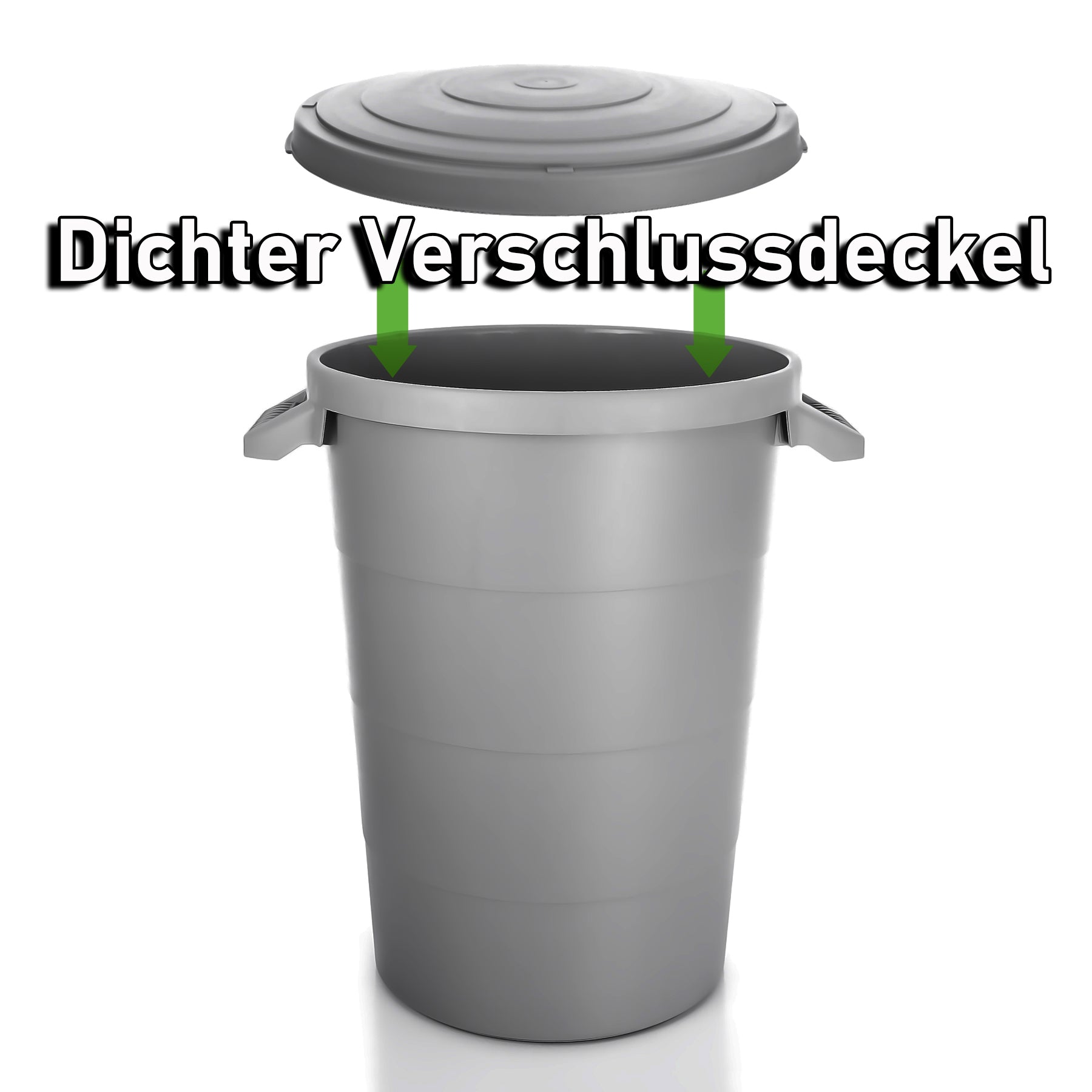 BigDean Universaltonne 80 Liter Grau Mülleimer mit Deckel