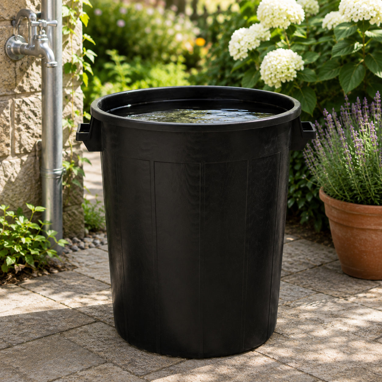 BigDean Haushalt Universaltonne 100 Liter schwarz ohne Deckel Griffe