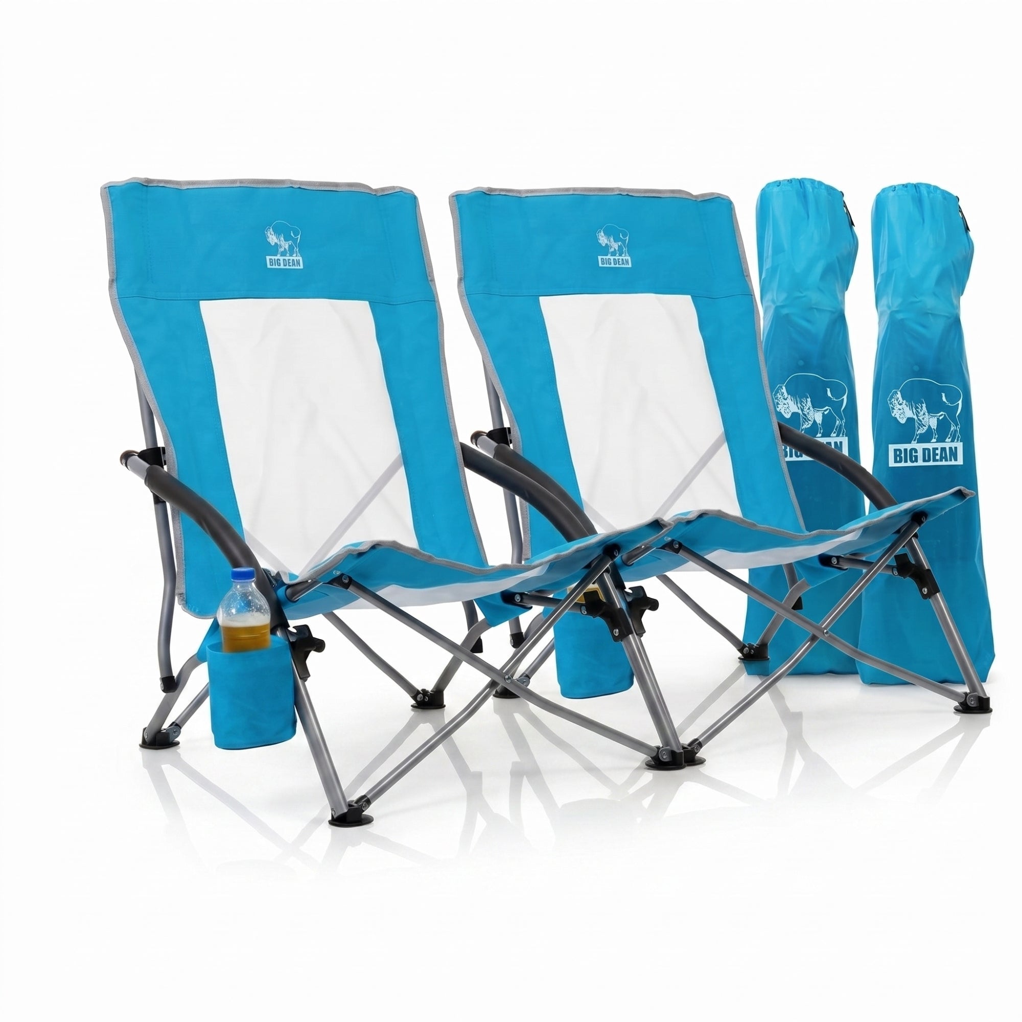 BigDean Strandstuhl klappbar Getränkehalter Tasche