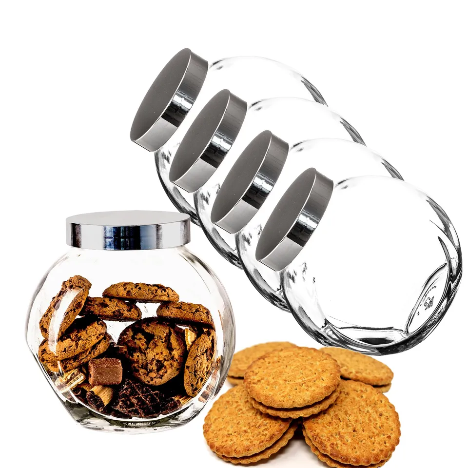 BigDean Bonbonglas 2 Liter 4er Set Glas Schraubdeckel