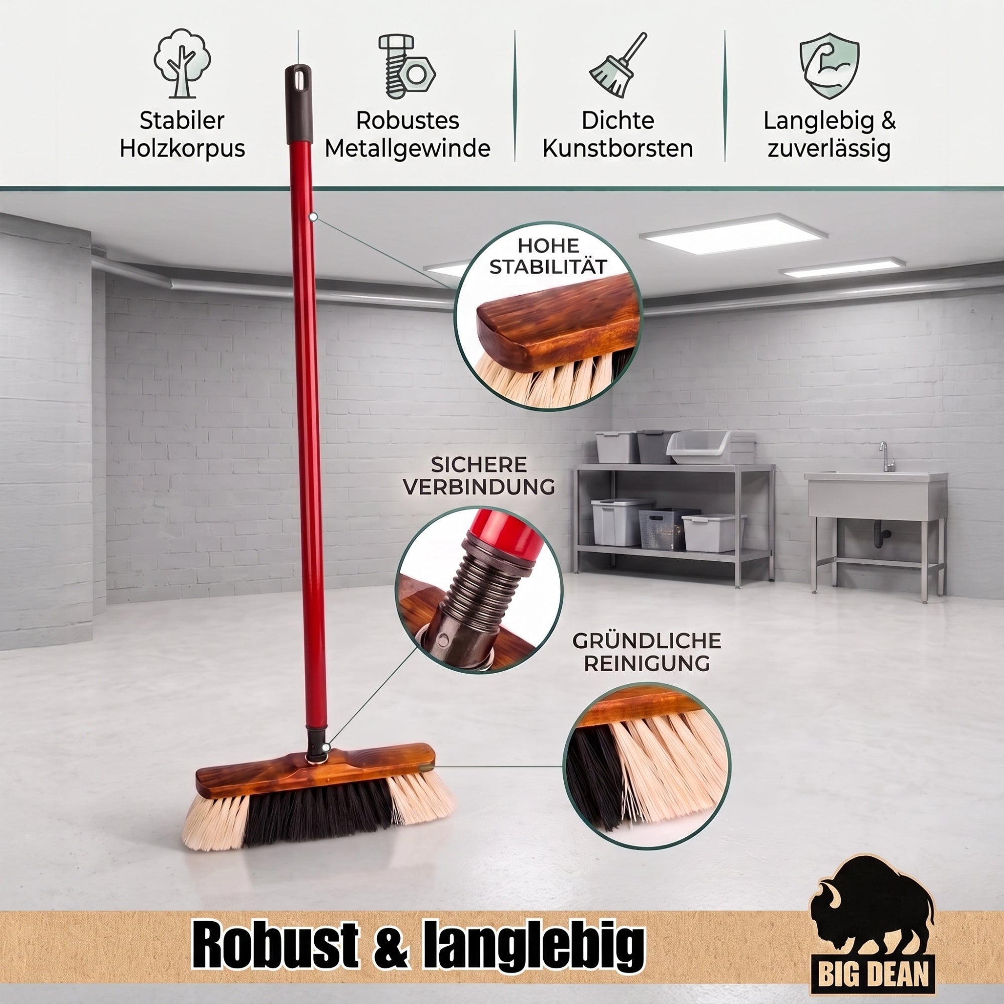 BigDean Zimmerbesen Teleskop 30cm 2 Stück Made in Germany