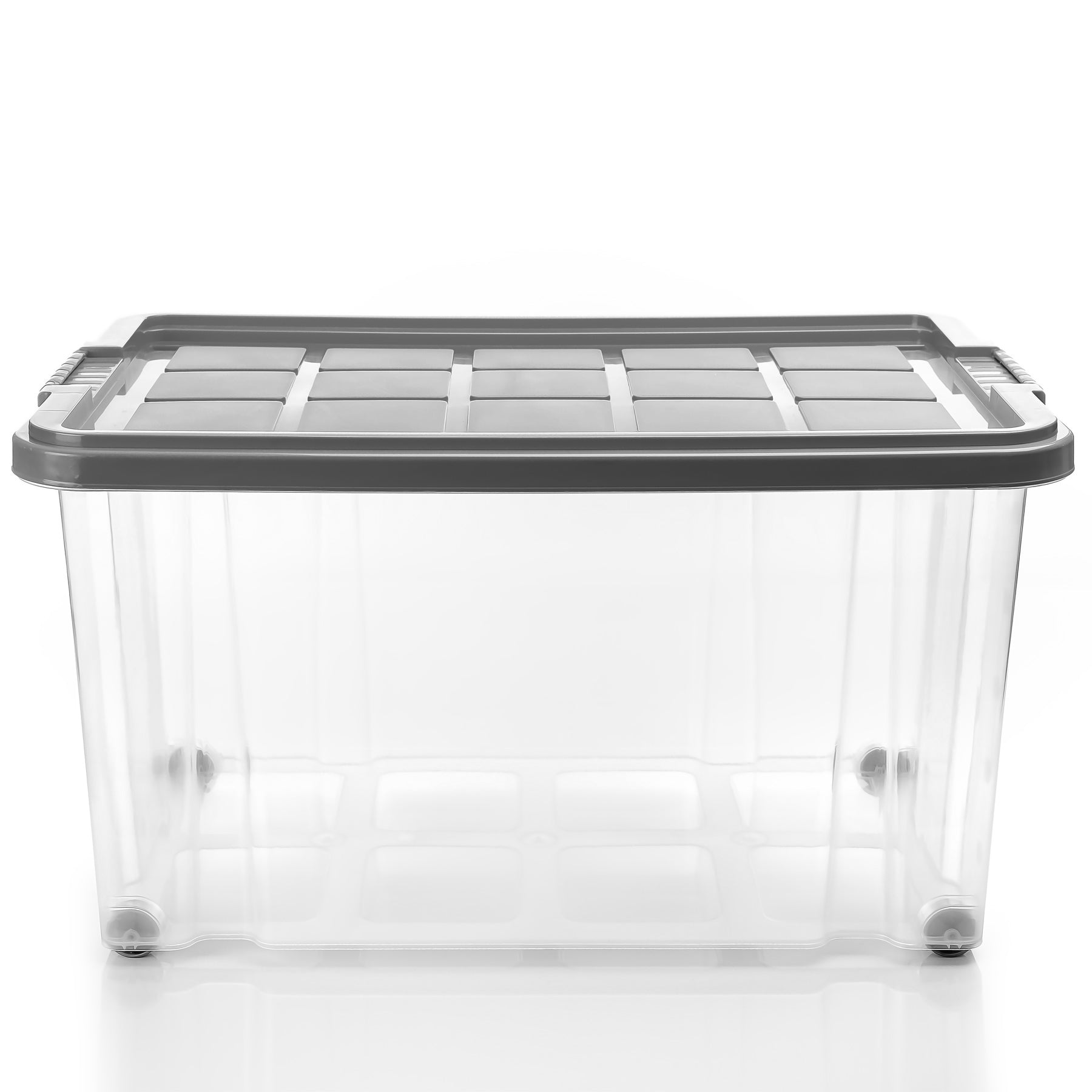 BigDean Aufbewahrung 3x 60L Aufbewahrungsbox stahlgrau transparent