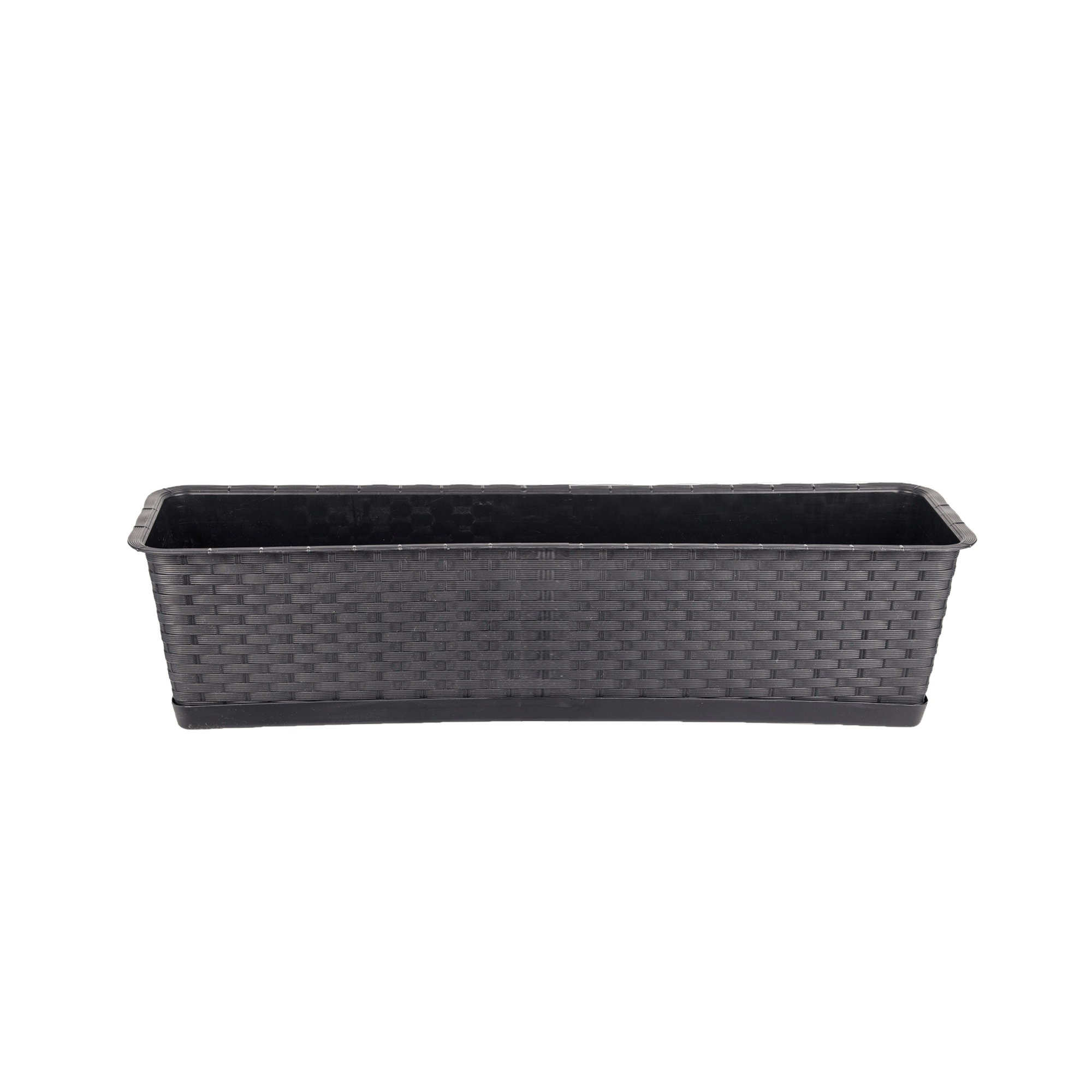 BigDean Garten Blumenkasten 70cm Rattan-Optik anthrazit Set