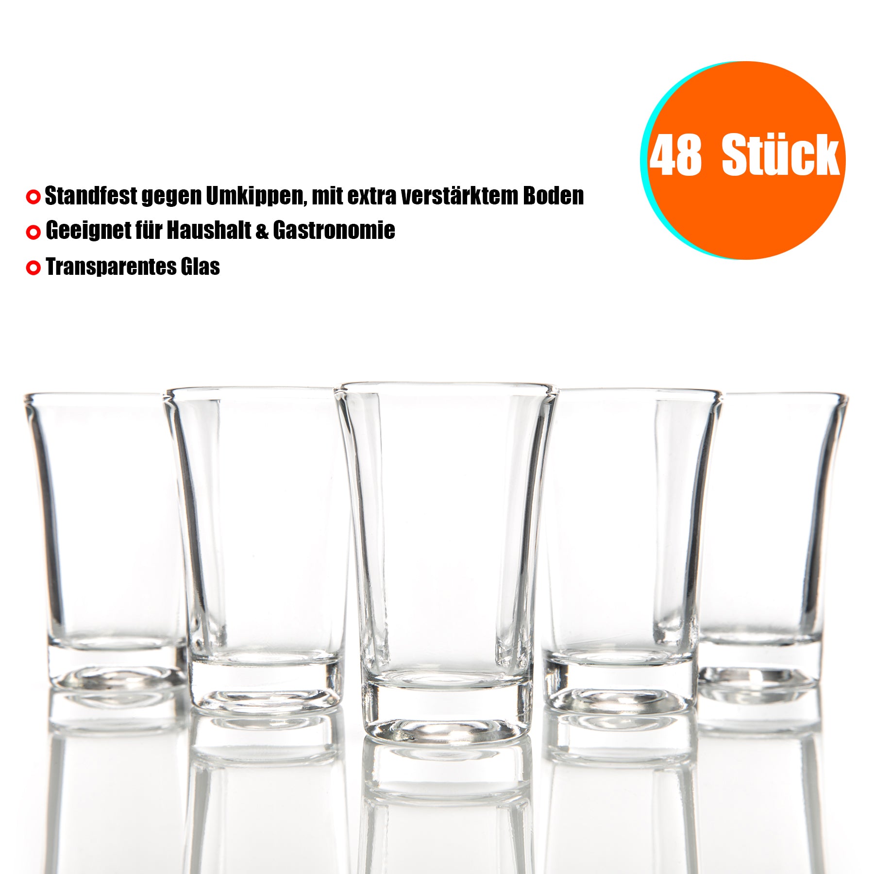 BigDean Küche & Vorrat Schnapsgläser 4cl Glas 48 Stück