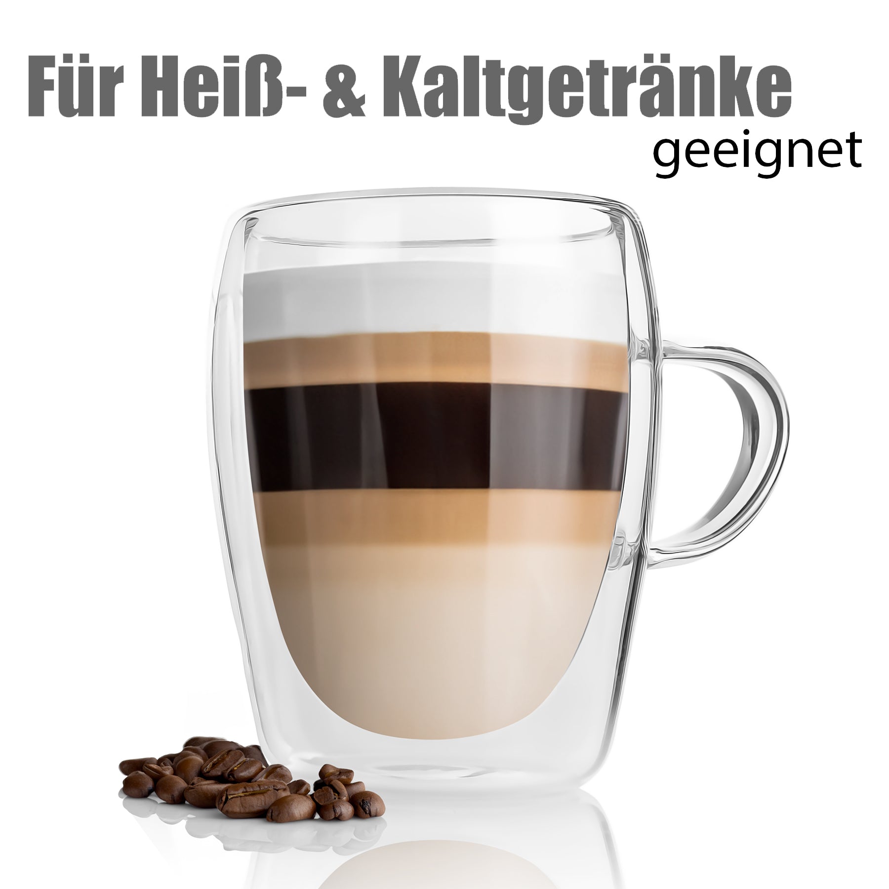BigDean Küche Latte Macchiato Gläser 300ml 4er Set Henkel