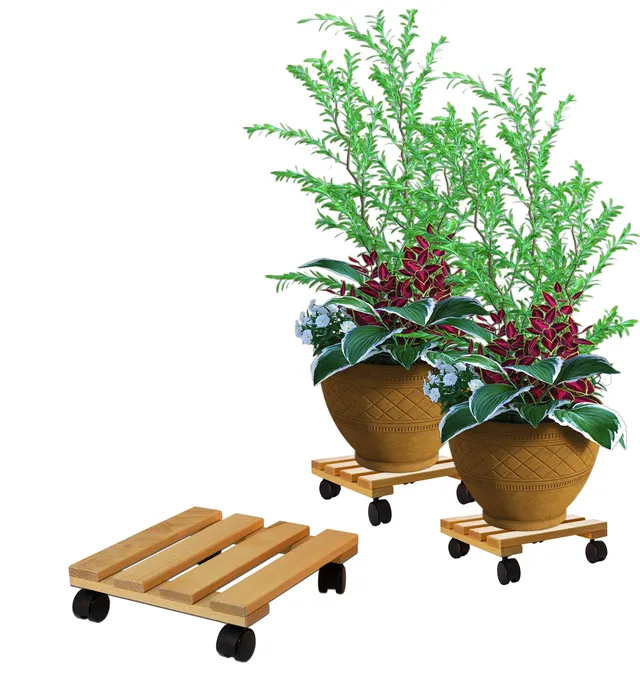 BigDean Garten Pflanzenroller eckig Buche 30x30 120 kg