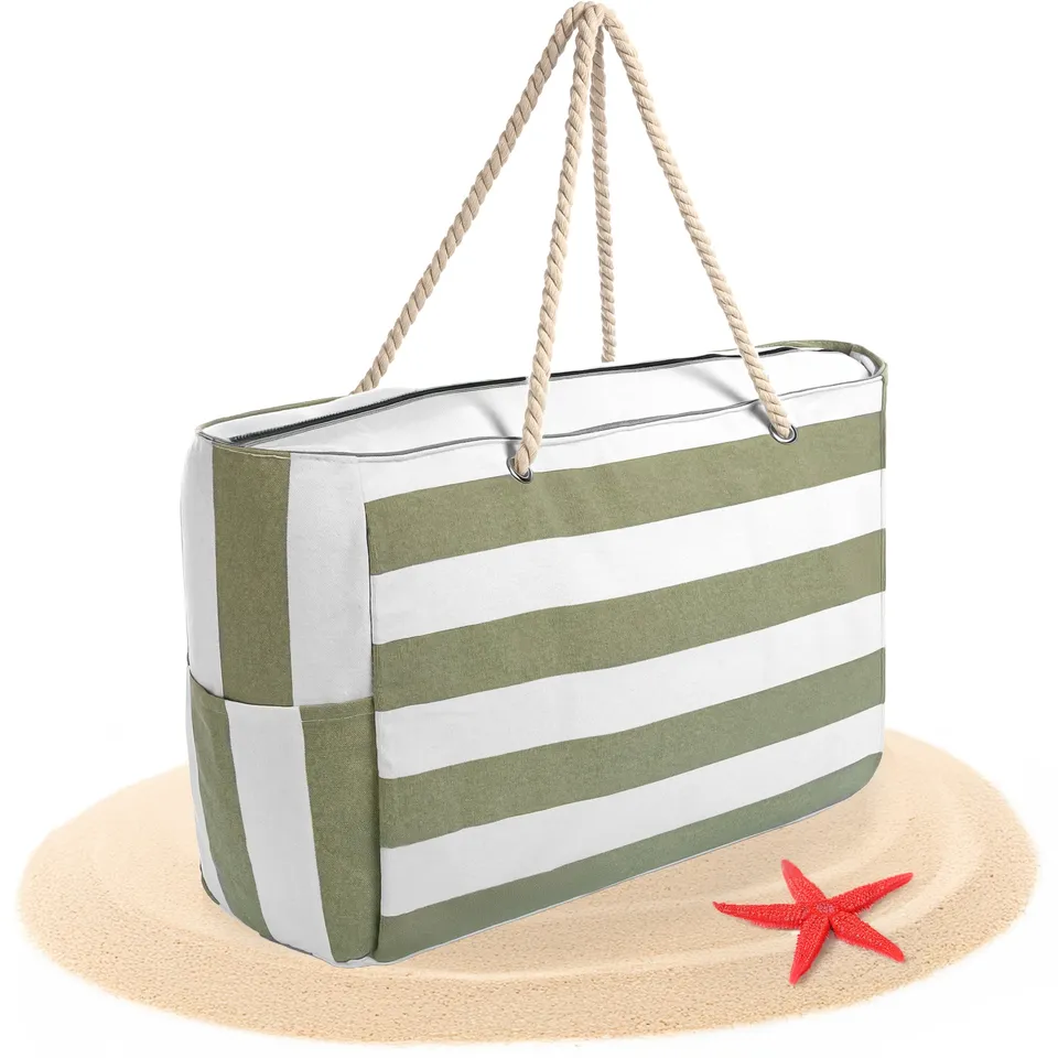 BigDean Strandtasche XXL Badetasche Reissverschluss Umhängetasche