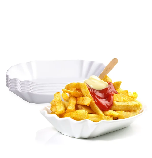 BigDean Küche Pommesschale Porzellan 19,5cm Weiß 8er