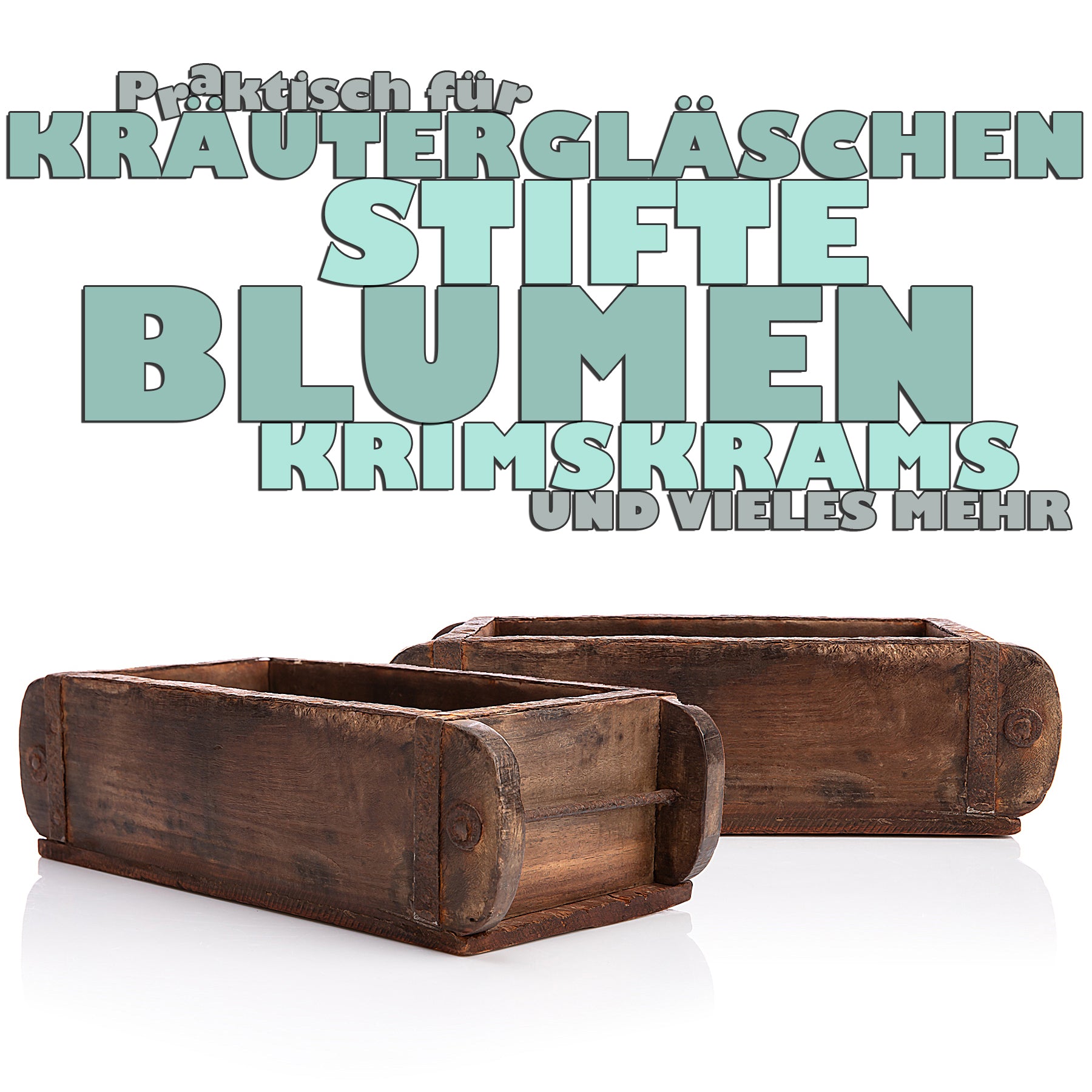 BigDean Ziegelform Holzbox 32x14,5x9 cm braun 2 Stück