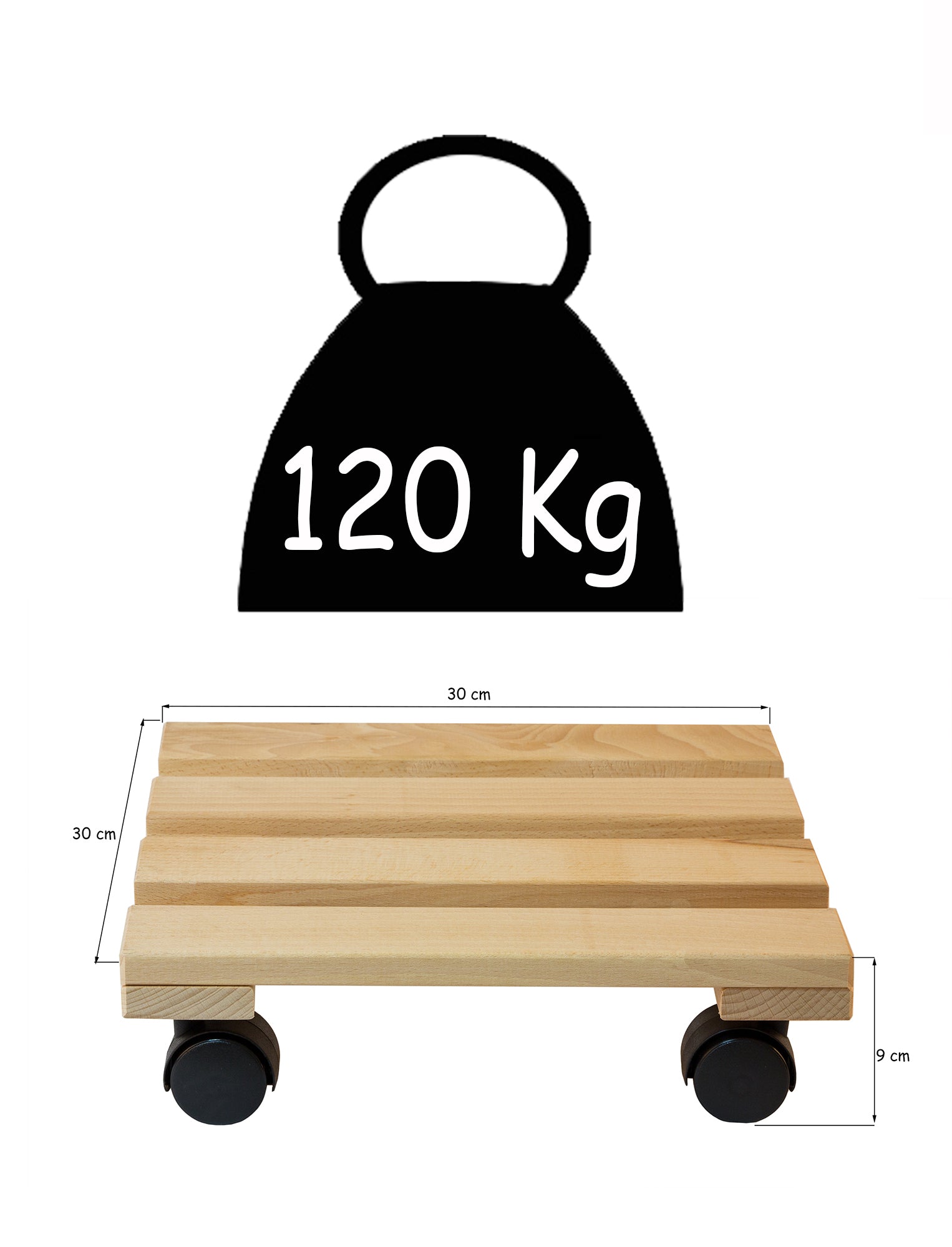 BigDean Garten Pflanzenroller eckig Buche 30x30 120 kg
