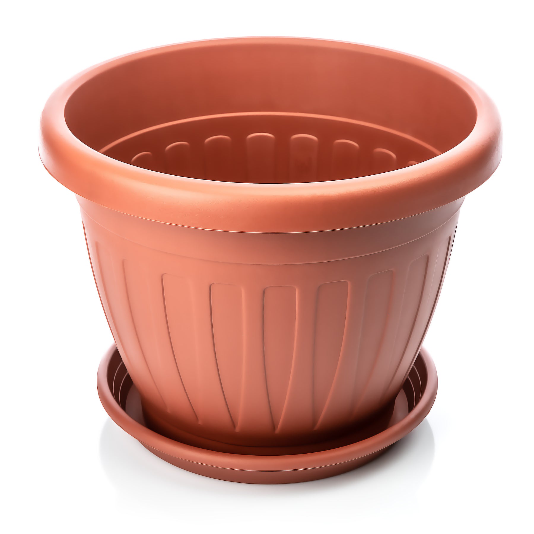 BigDean Garten 3x Blumentopf Ø33 Blumentopf Terracotta Untersetzer